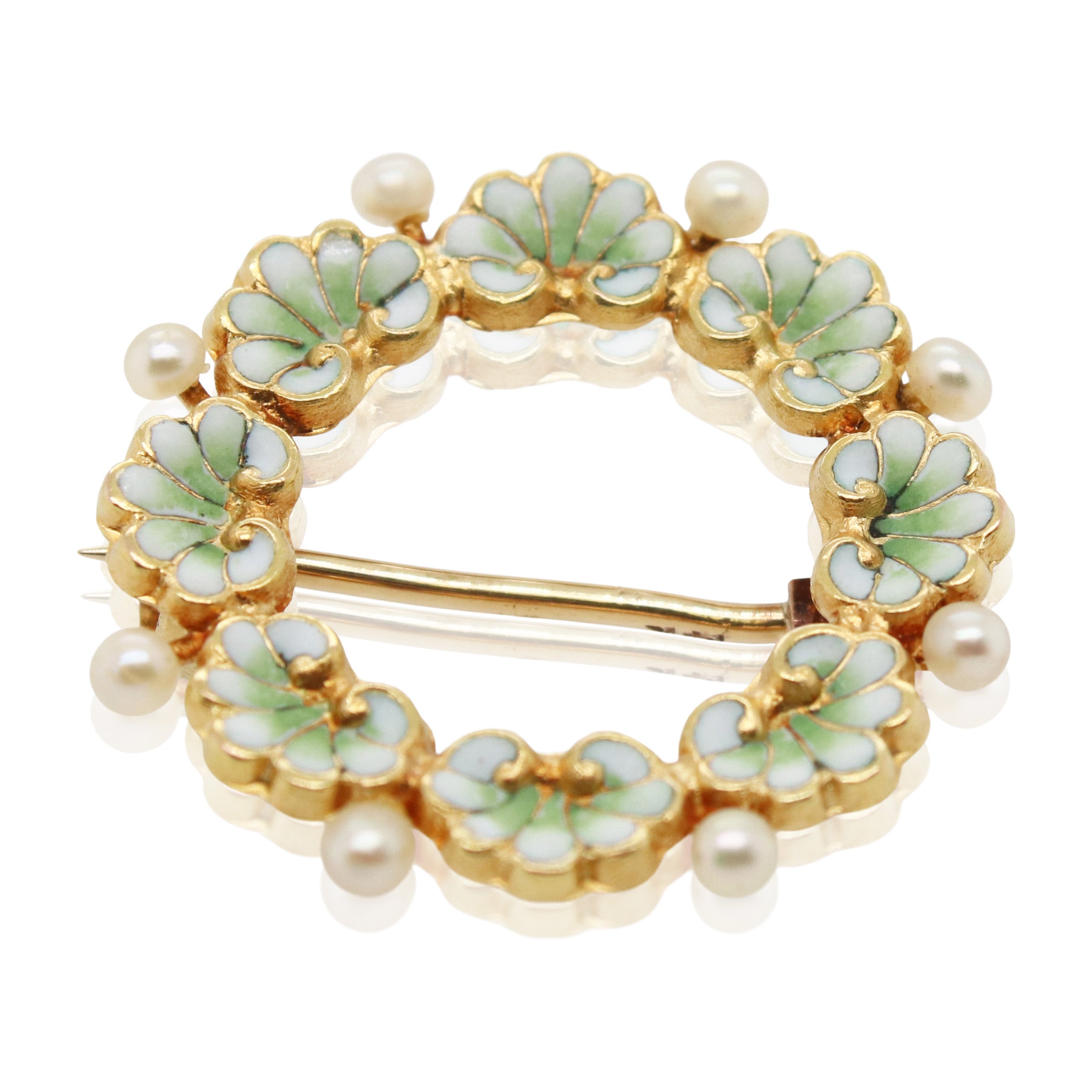 Enamel Seed Pearl Circle Pin