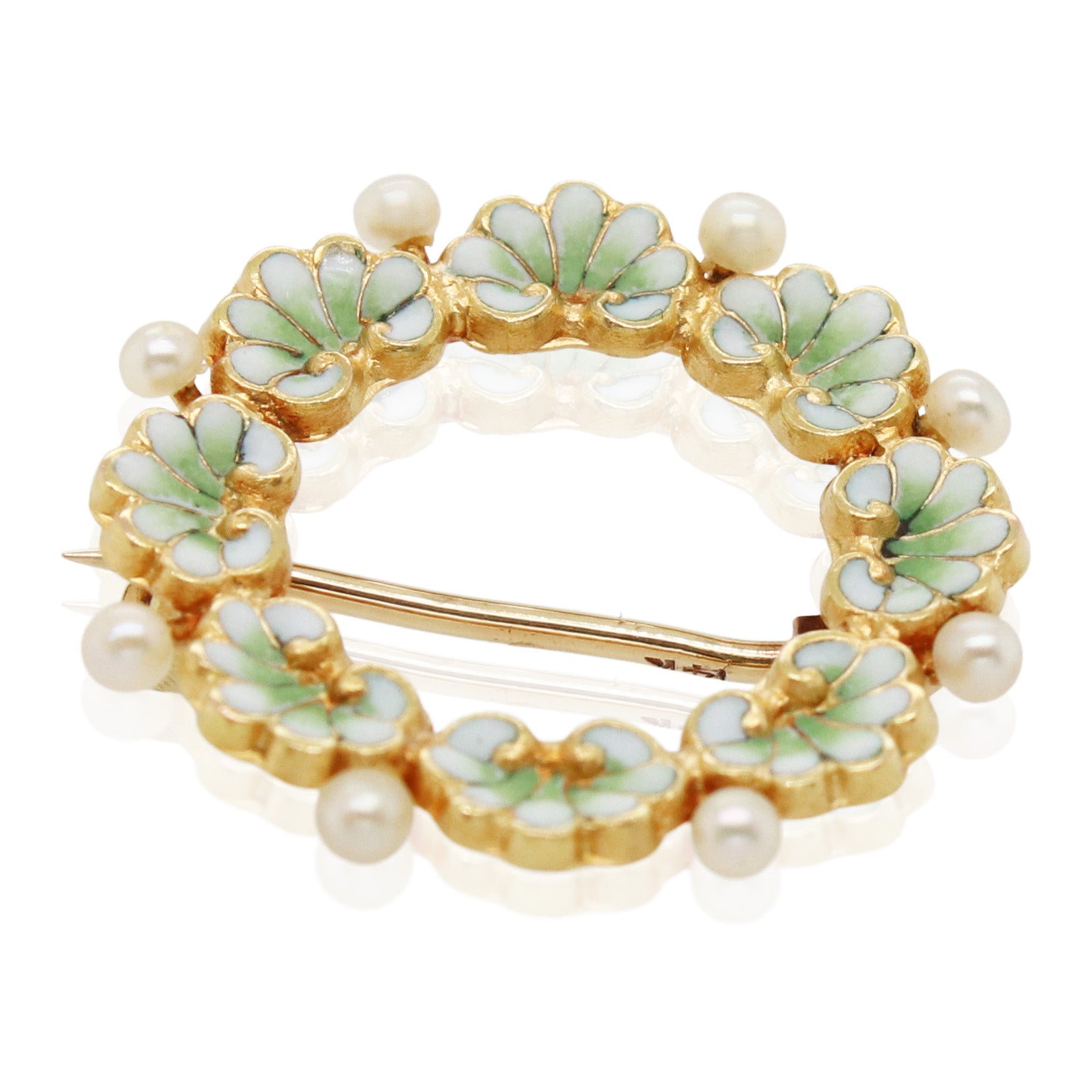 Enamel Seed Pearl Circle Pin