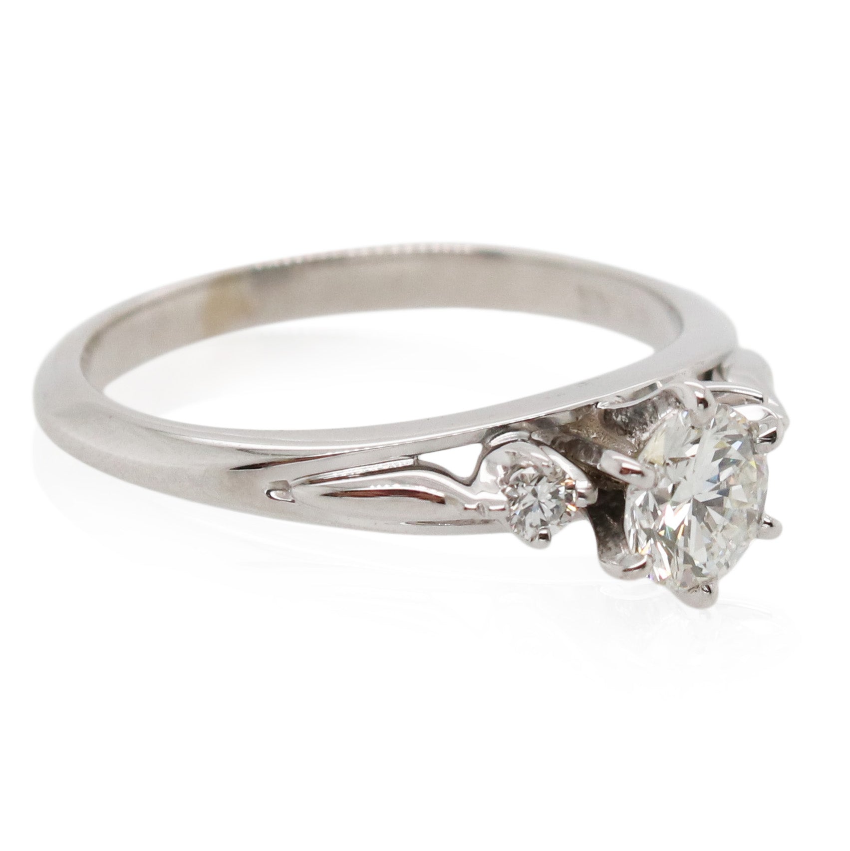 Estate White Gold 3 Stone Diamond Ring
