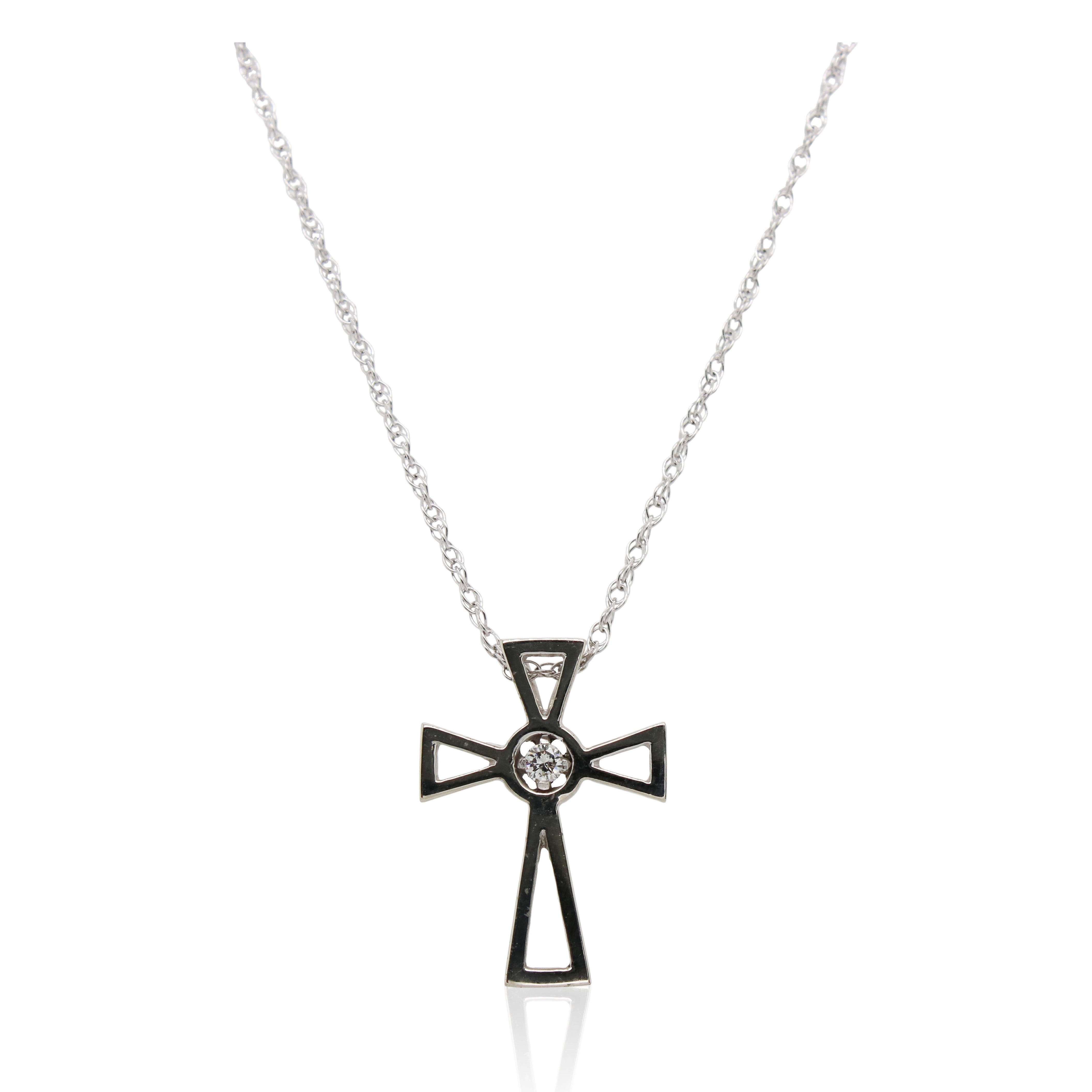 Diamond Center Cross Pendant