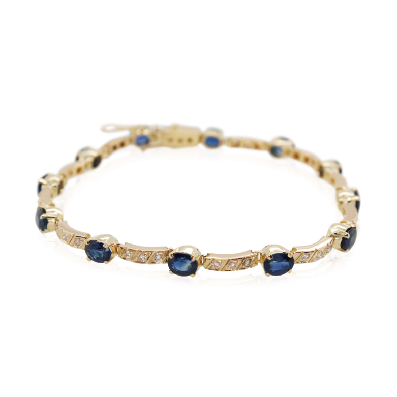 Round Sapphire and Diamond Station Bracelet