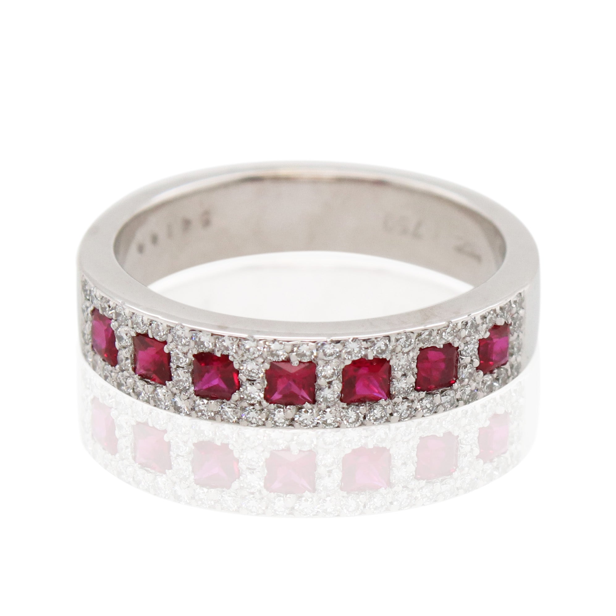 White Gold Ruby and Diamond Band