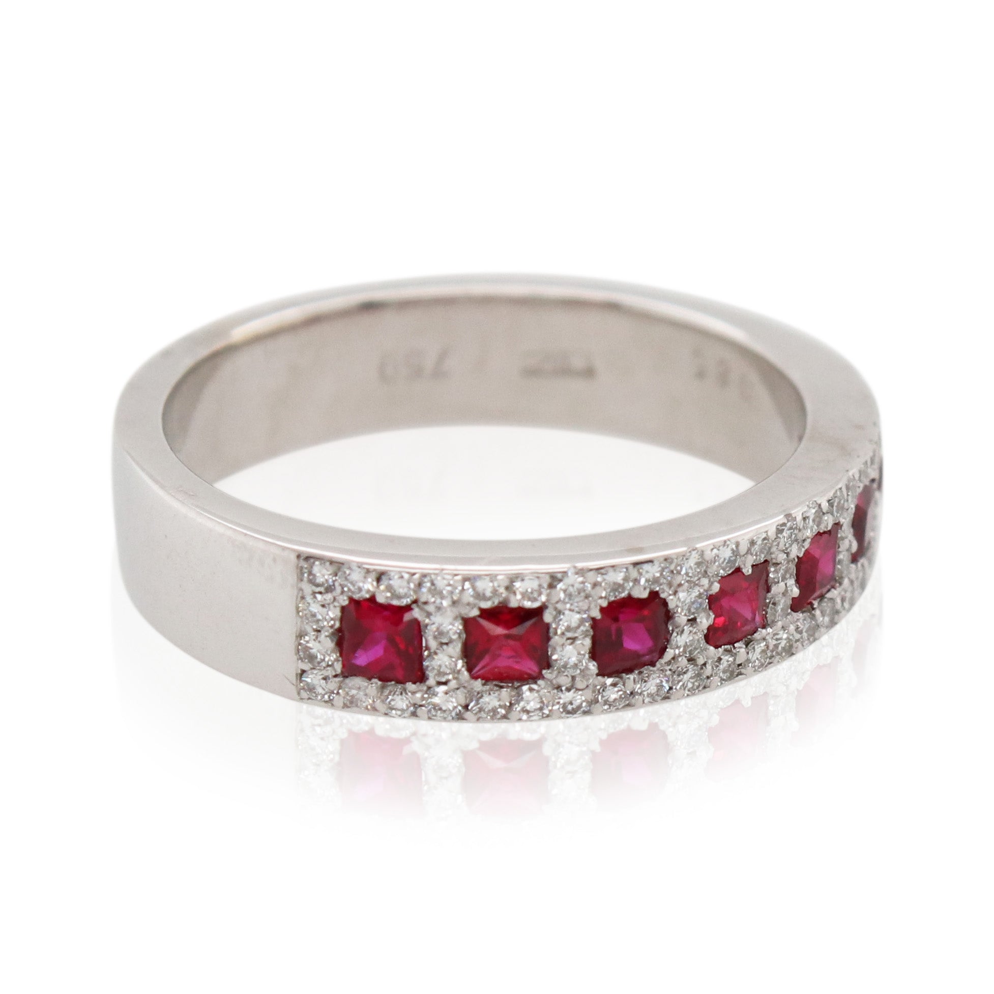 White Gold Ruby and Diamond Band