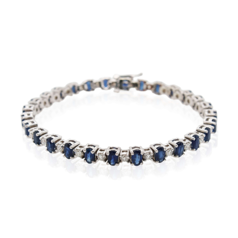 Estate Alternating Diamond and Sapphire Bracelet