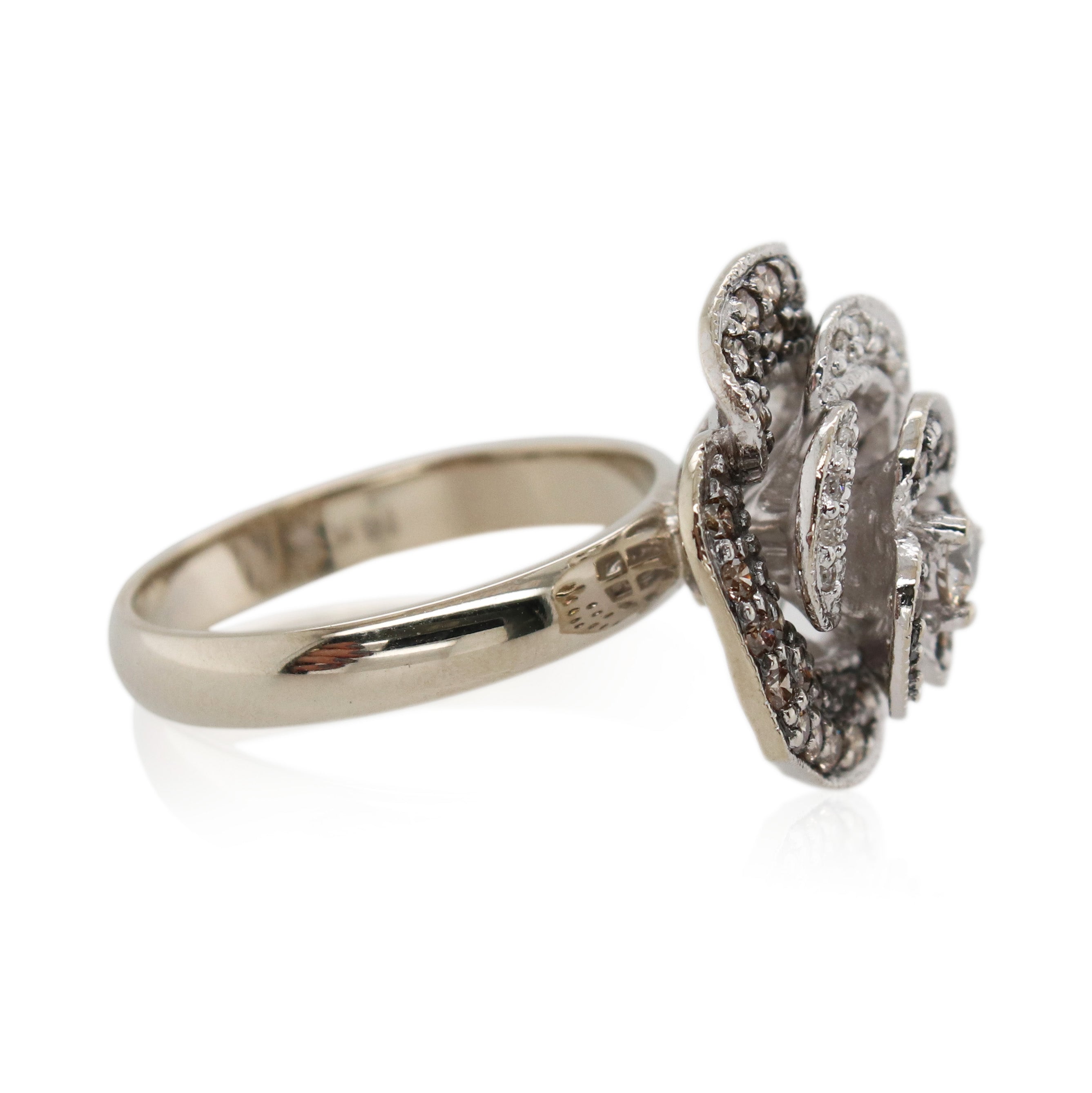 White Gold Diamond Flower Ring