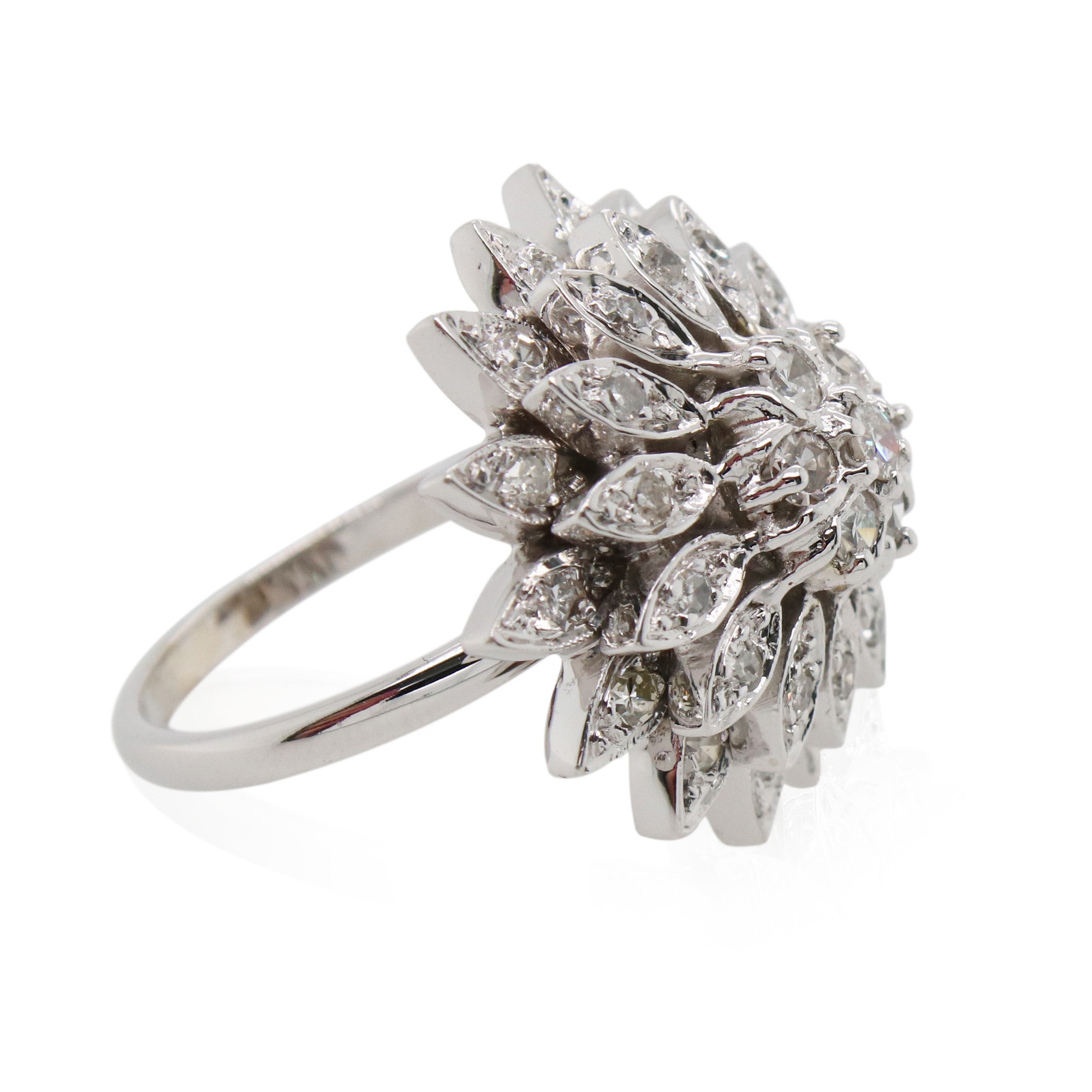 White Gold Diamond Flower Ring