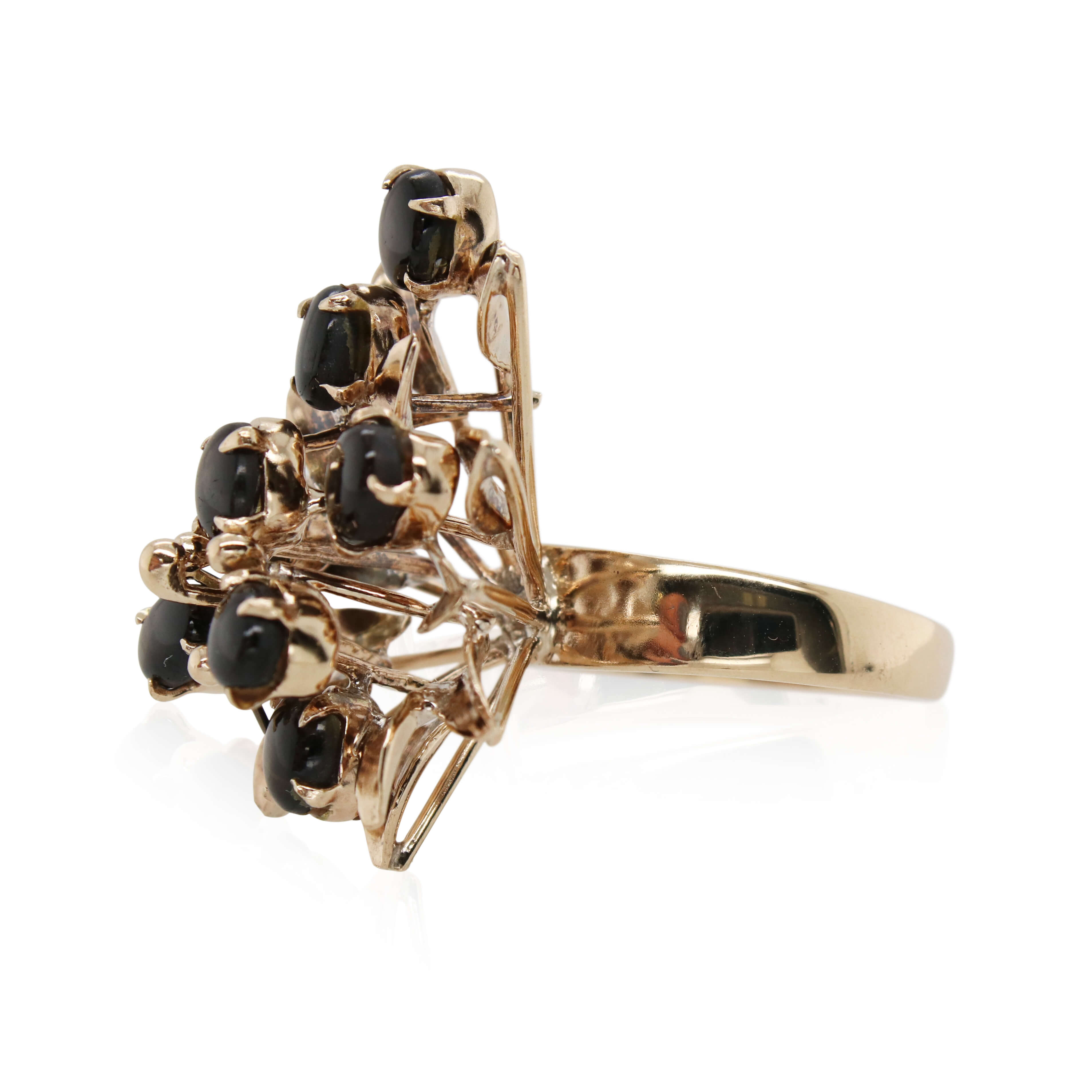 Star Sapphire Floral Cluster Ring