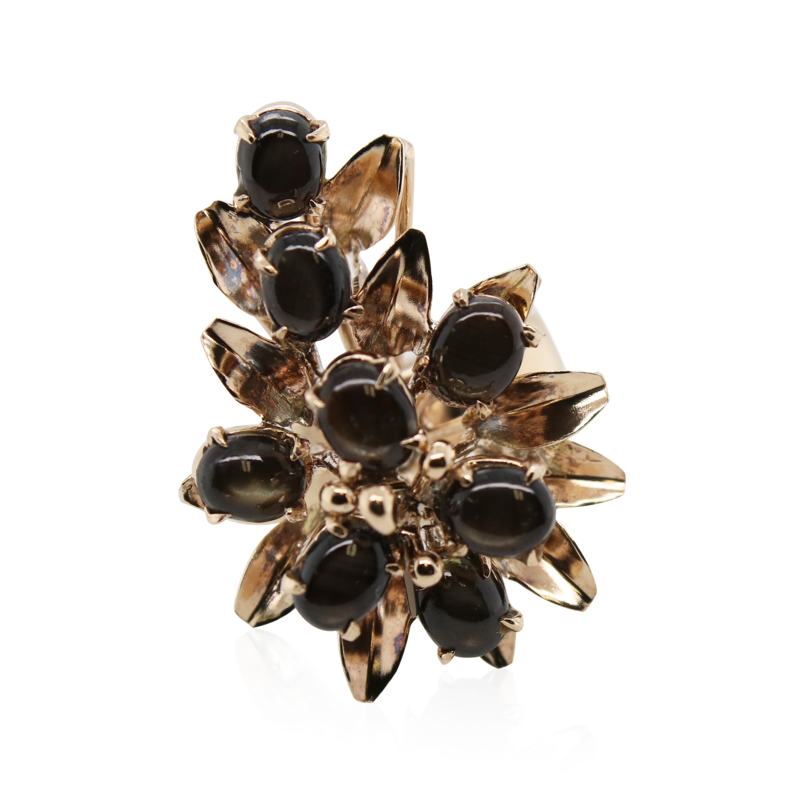 Star Sapphire Floral Cluster Ring