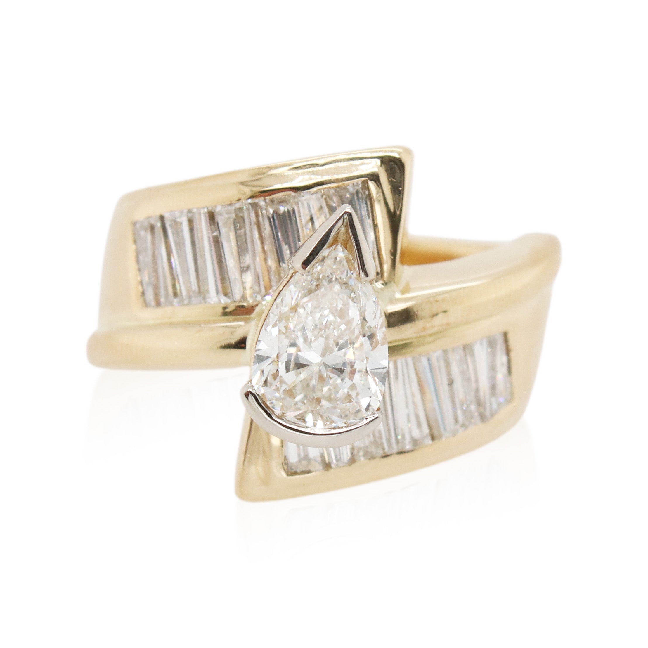 0.92ct Pear Shaped Diamond Bypass Ring