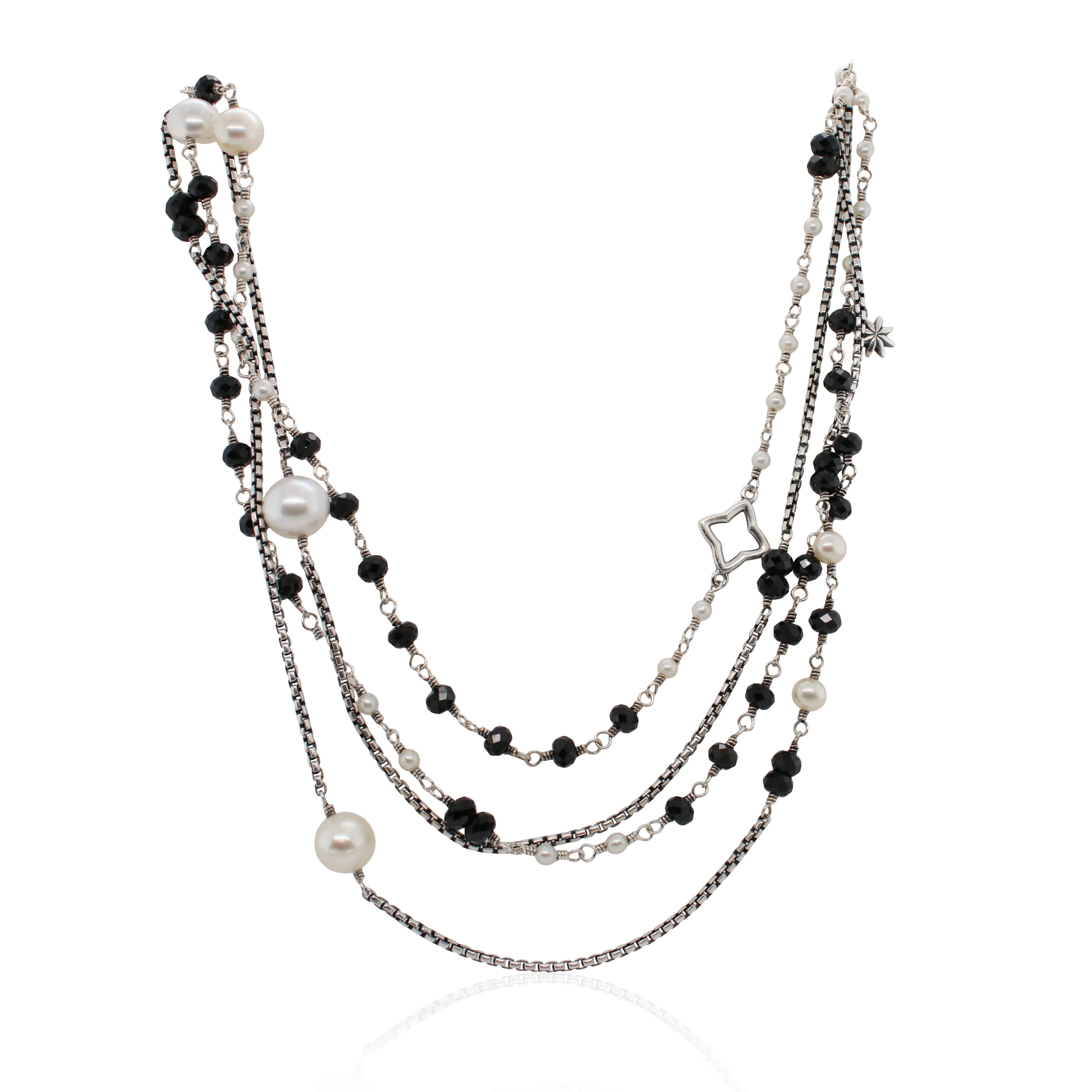 Estate David Yurman Pearl and Black Spinel 42" Necklace