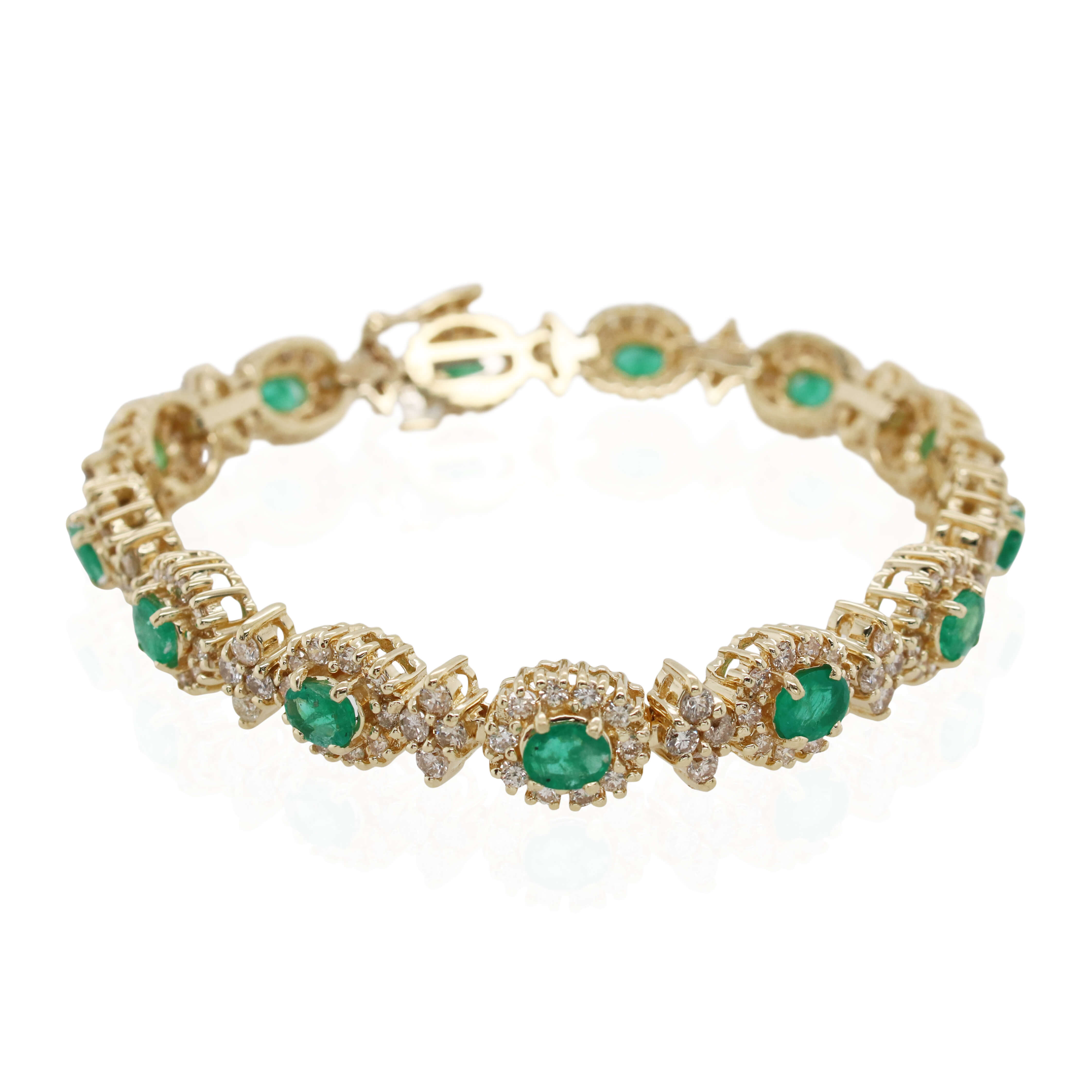 Estate Oval Emerald and Diamond Bracelet