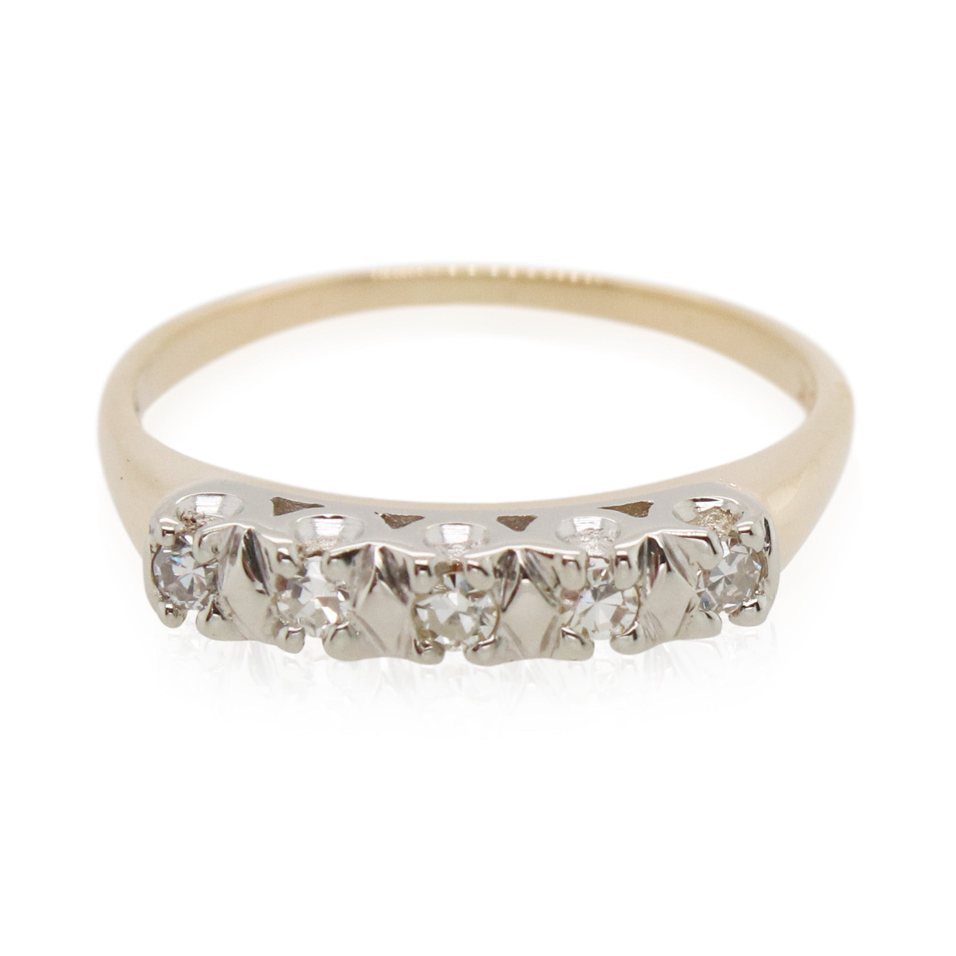 Estate Yellow Gold 5 Diamond Band