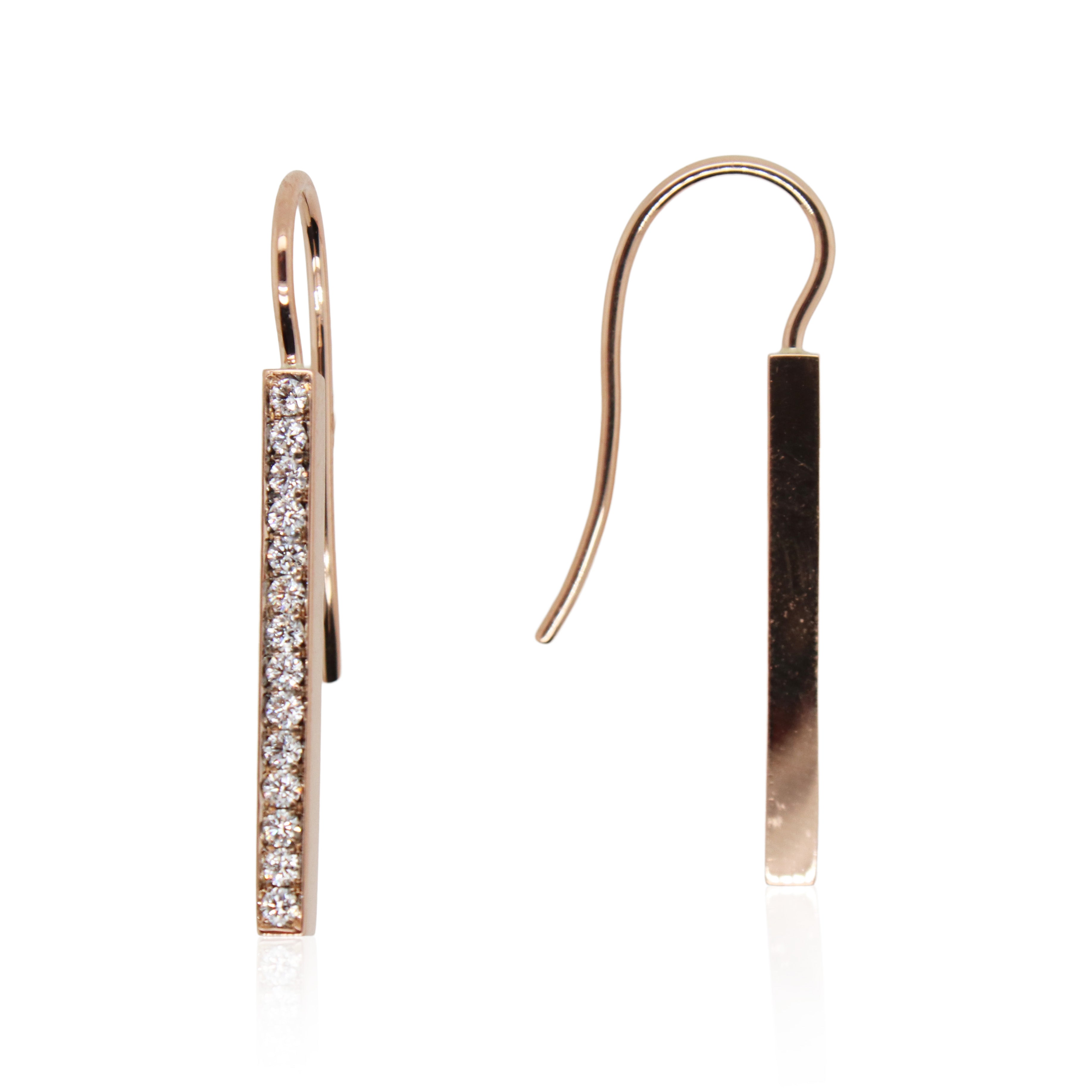 Bar Set Diamond Drop Earrings