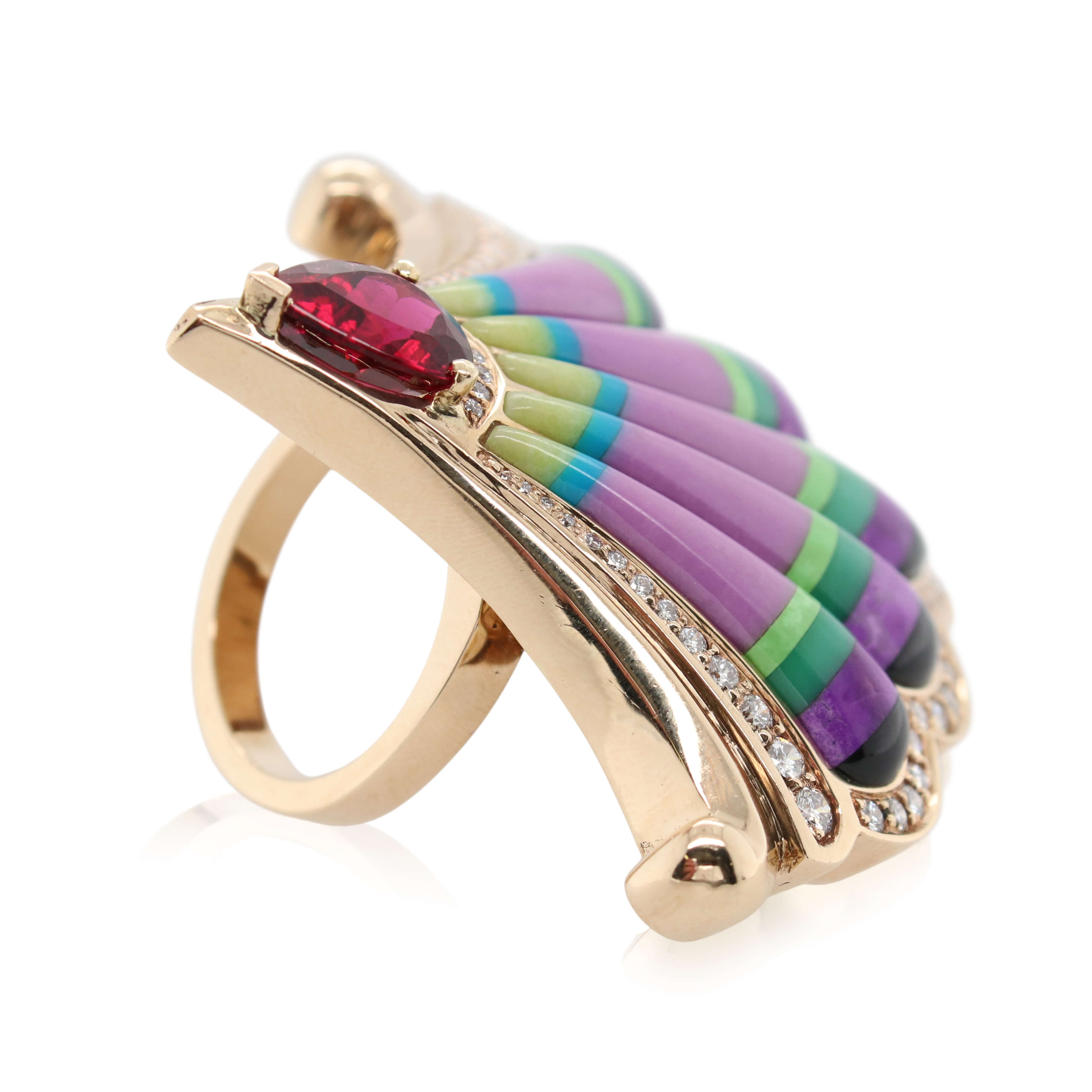 3.20ct Pear Shaped Tourmaline and Diamond Ring/Pendant