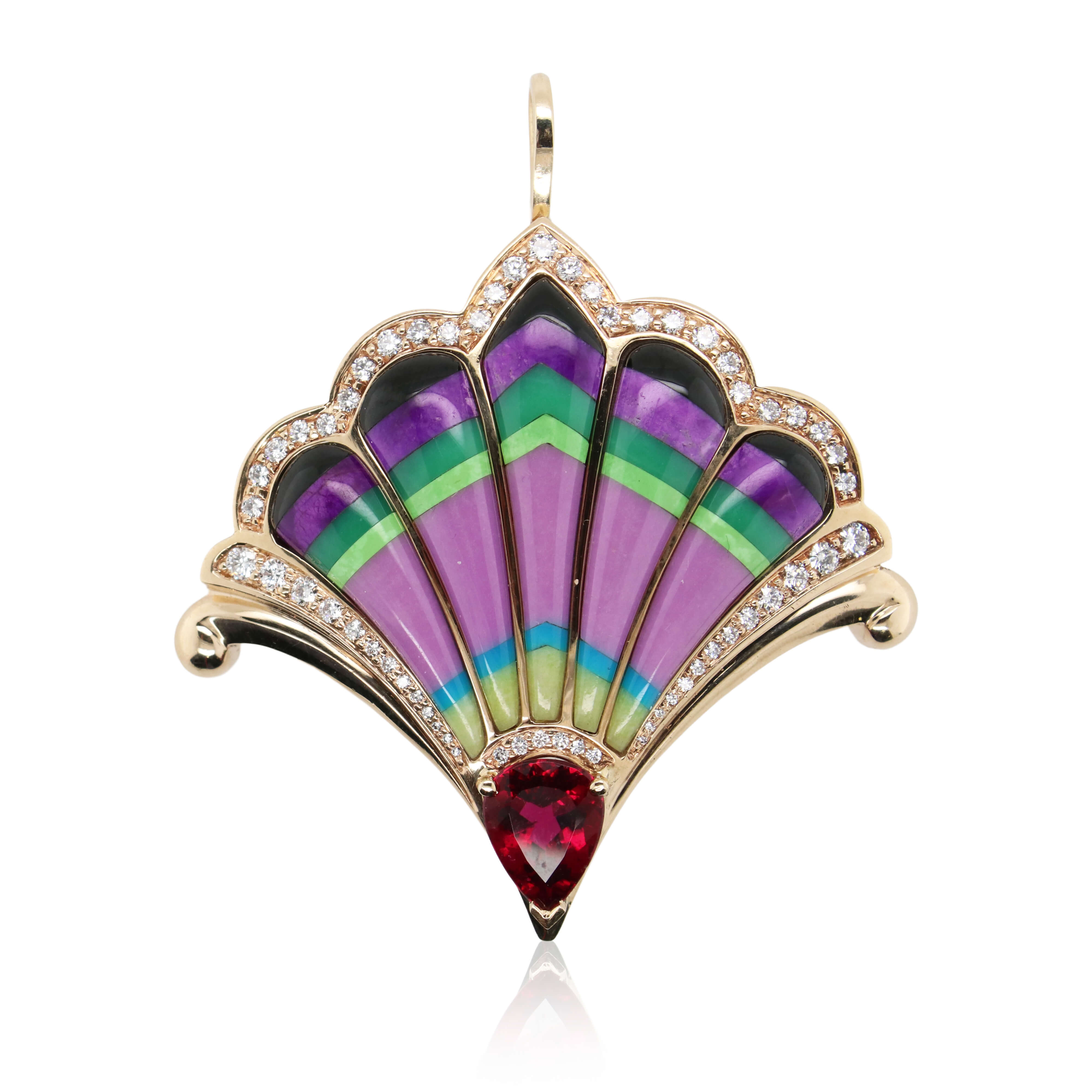 3.20ct Pear Shaped Tourmaline and Diamond Ring/Pendant