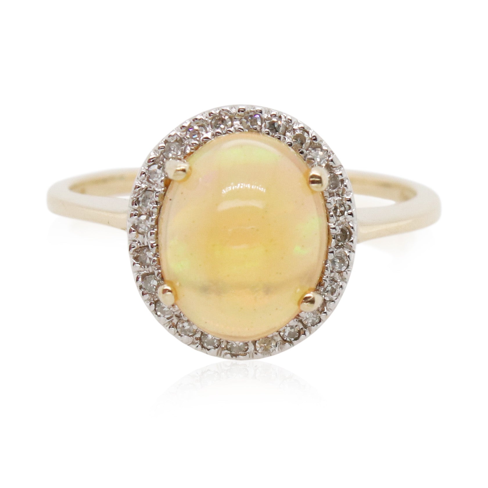 Estate Oval Opal and Halo Diamond Ring