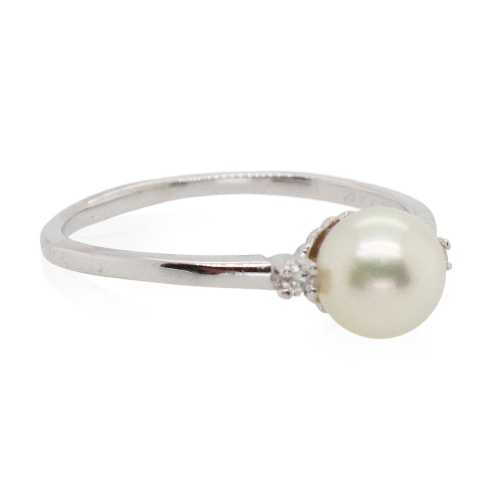 Estate Pearl and Diamond Accented Ring