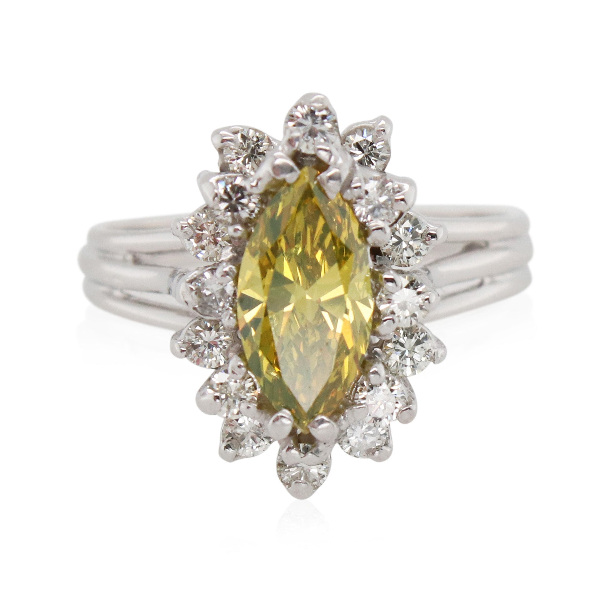 1.09ct Marquise Cut Yellow Diamond Ring