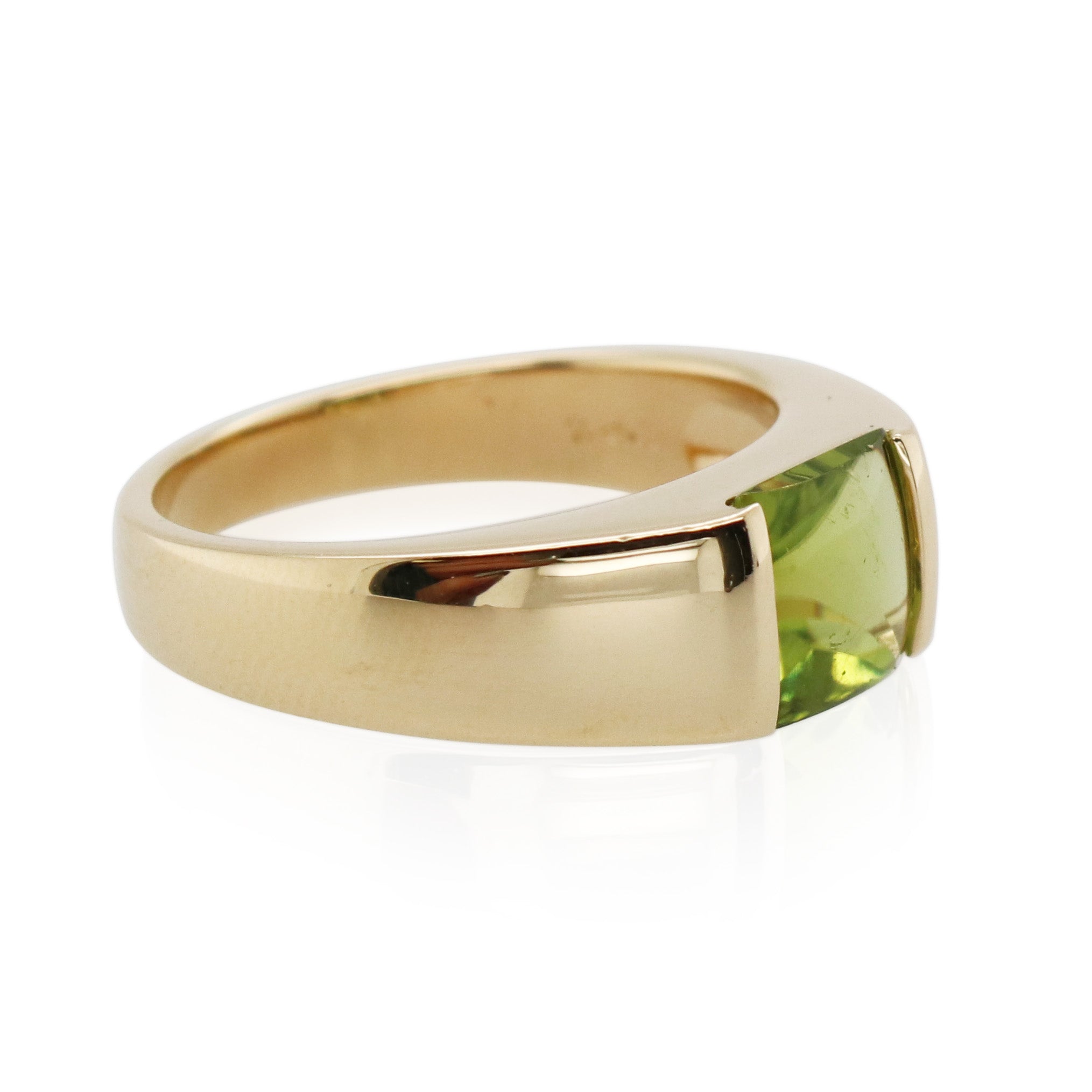 Yellow Gold Princess Cut Peridot Ring