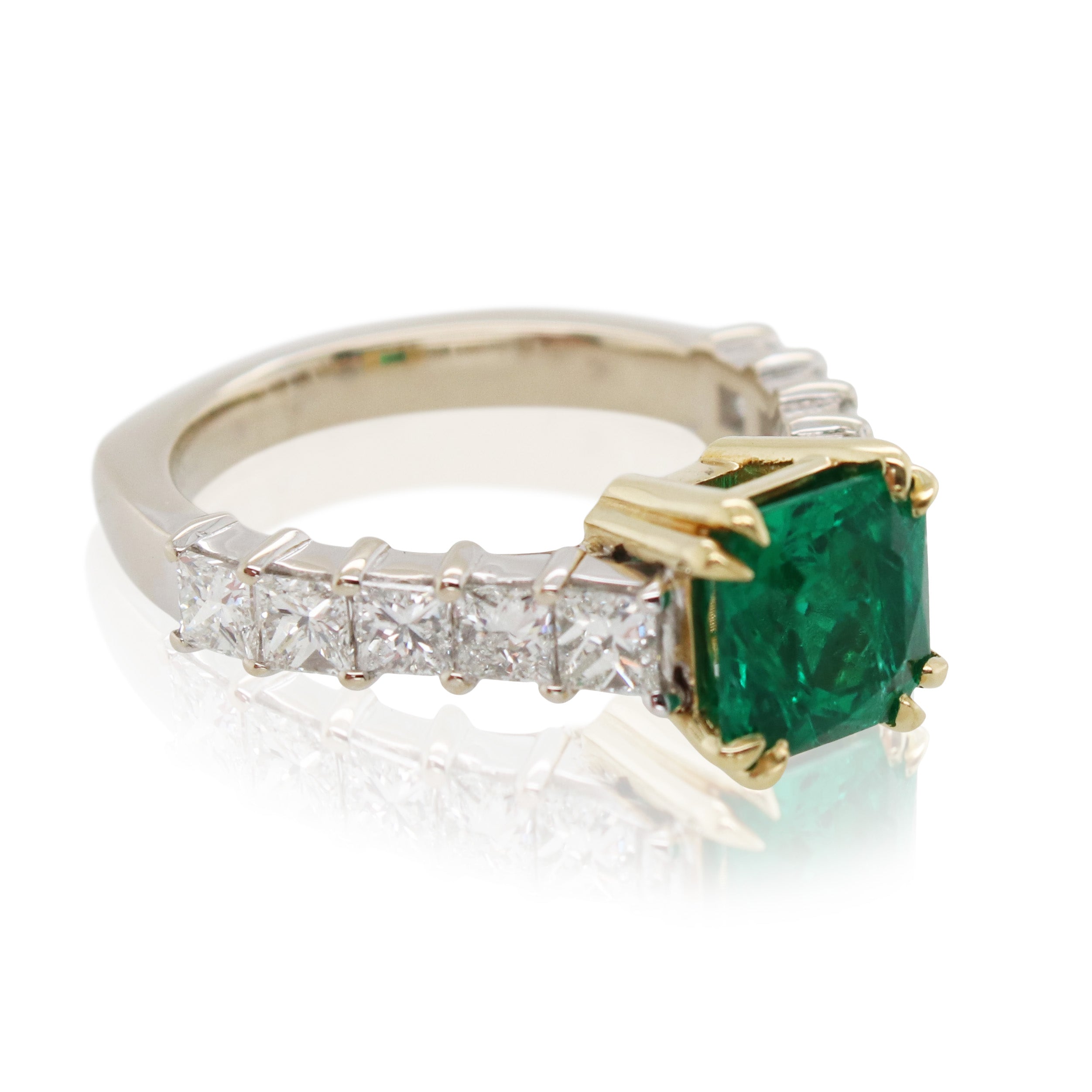 1.41ct Cushion Cut Emerald and Diamond Ring