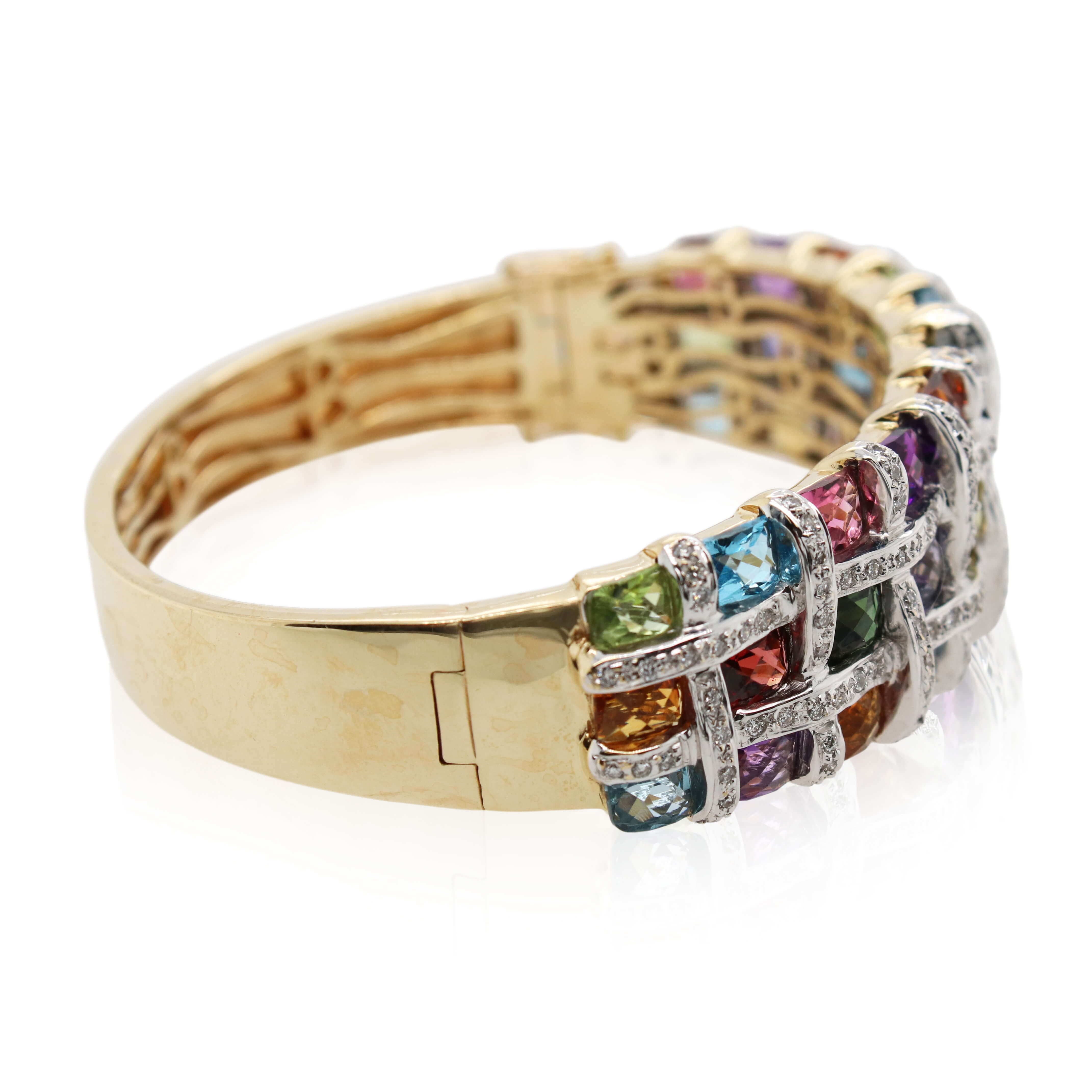 Estate Bellarri Mosaic Colored Gemstone and Diamond Bracelet