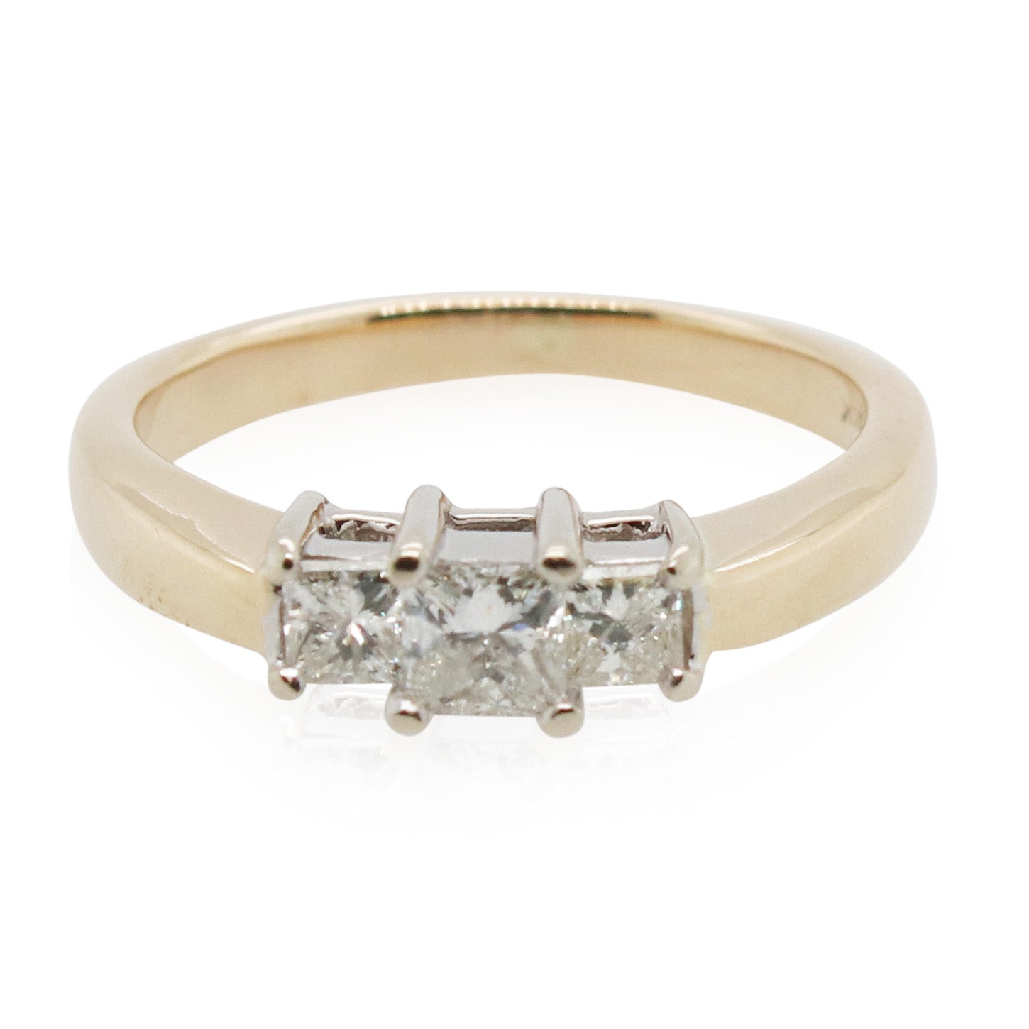 Estate Princess Cut Diamond 3 Stone Ring