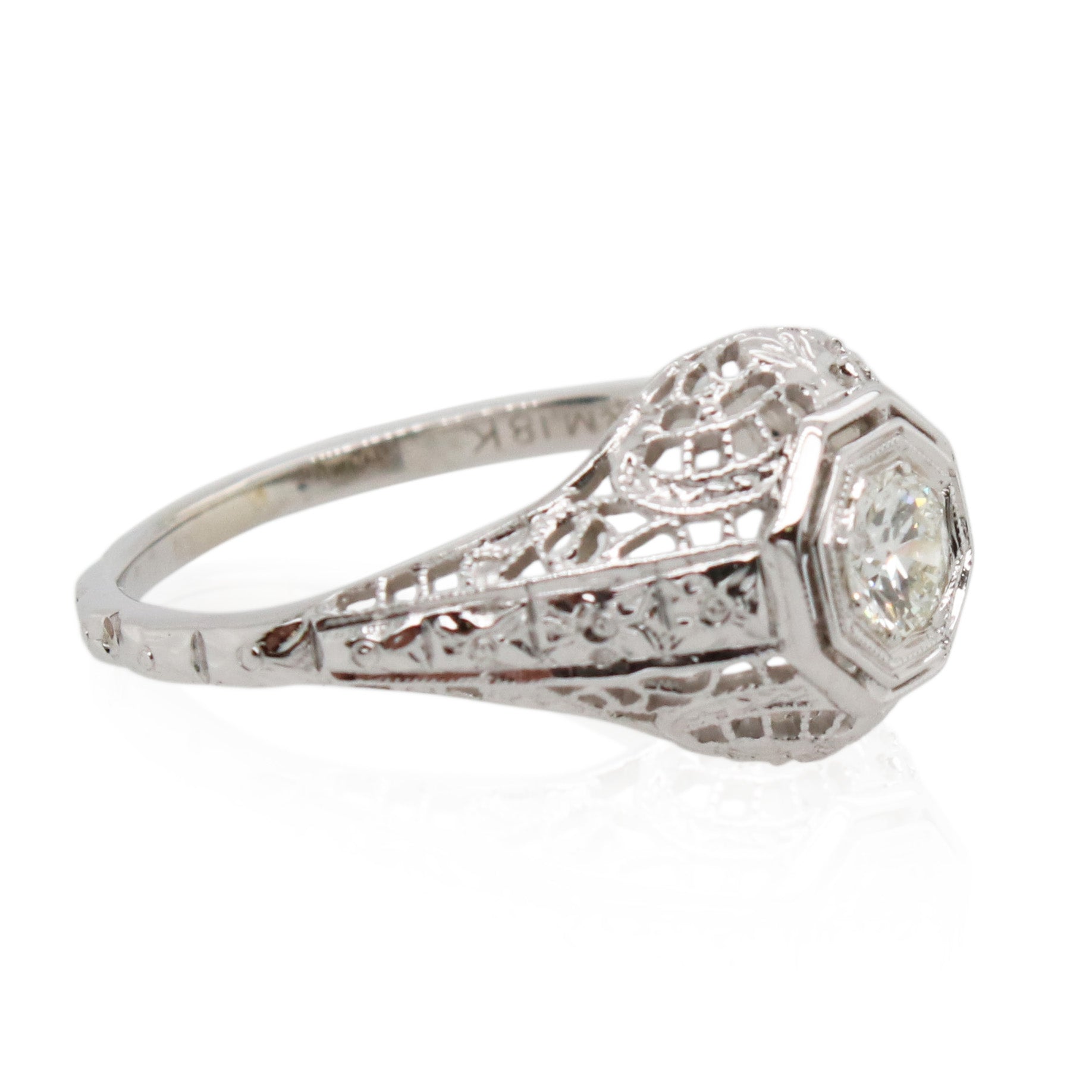Estate 0.20ct Round Diamond Filigree Ring