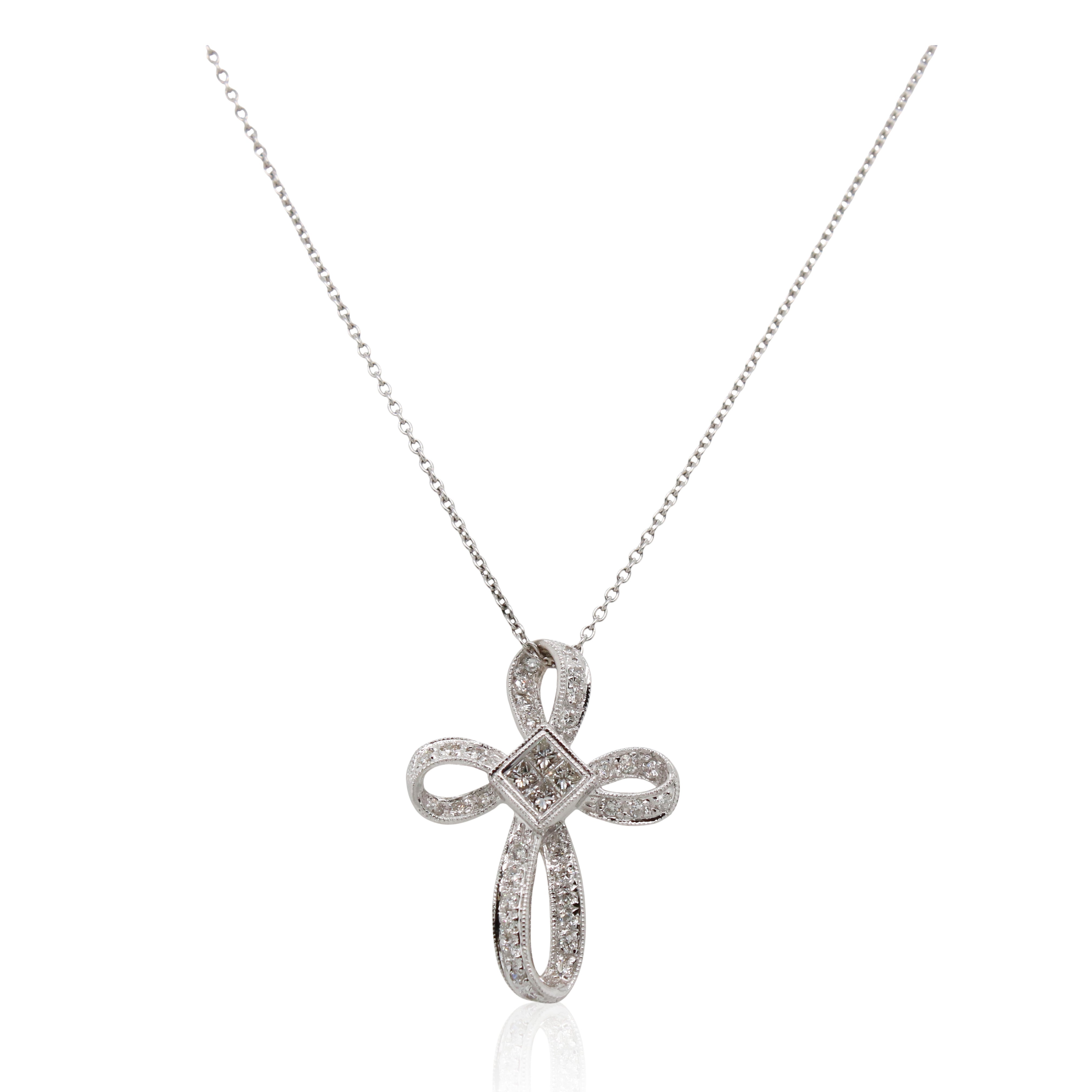 Estate Diamond Twisted Cross Pendant