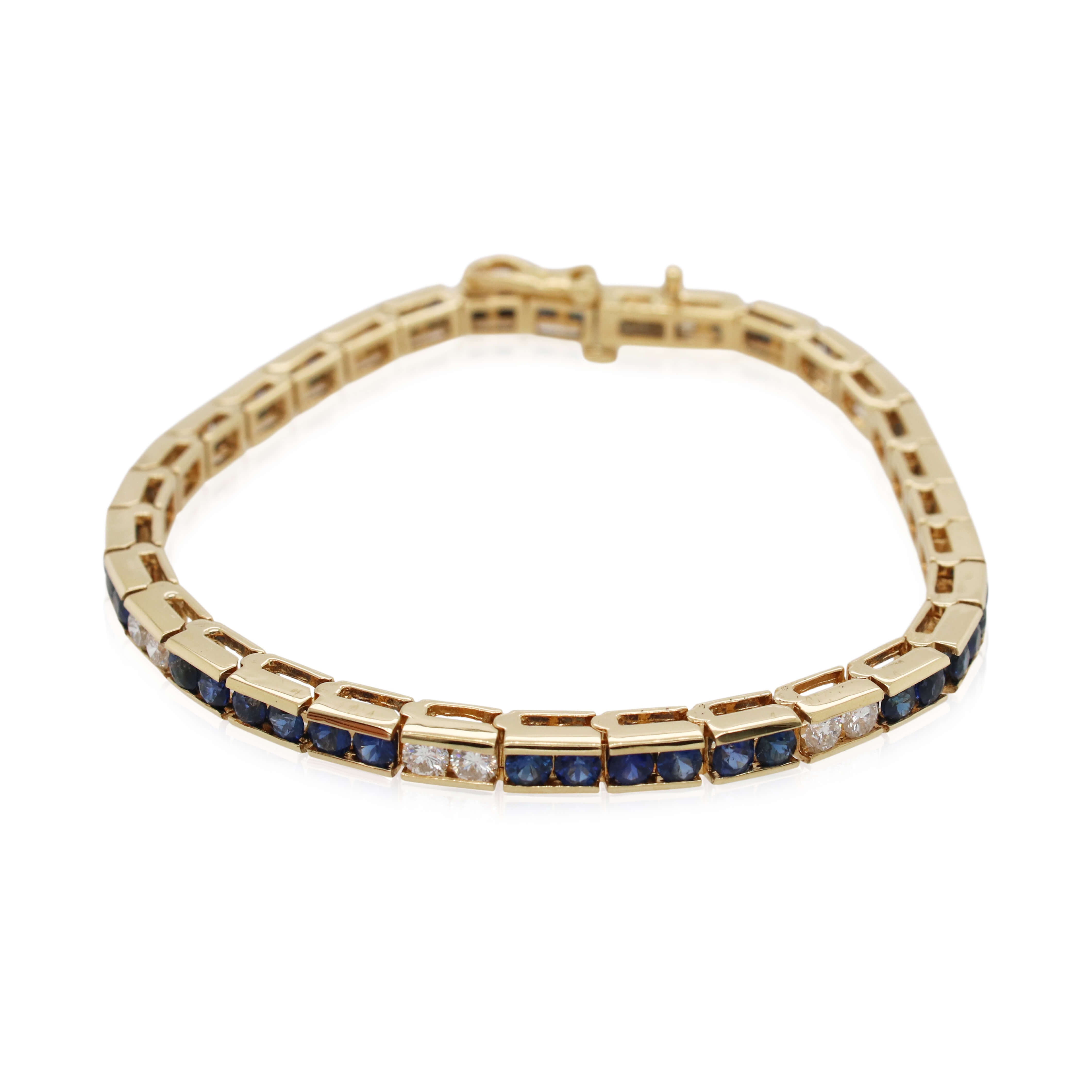 Bar Set Sapphire and Diamond Link Bracelet