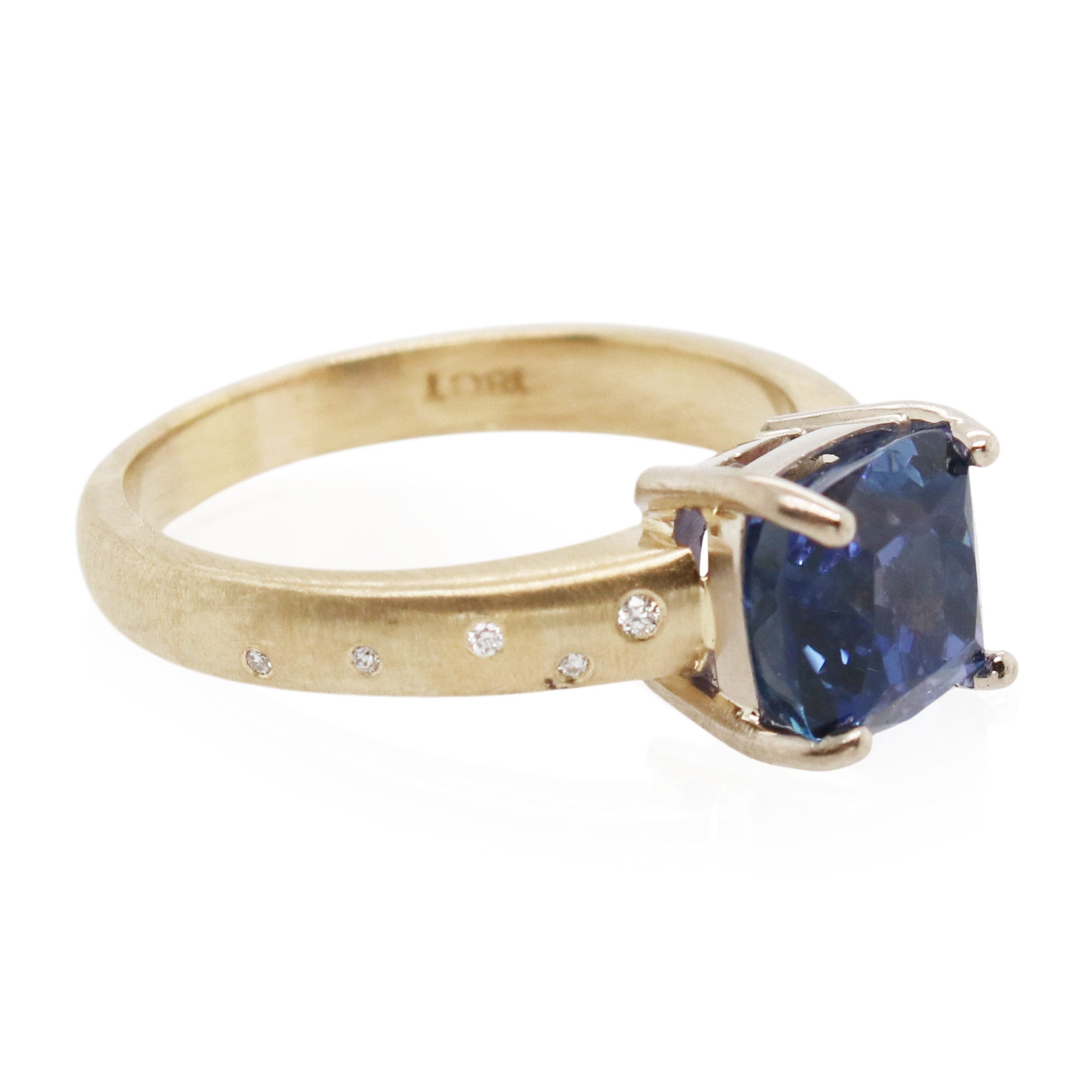 2.35ct Cushion Cut Tanzanite and Diamond Ring