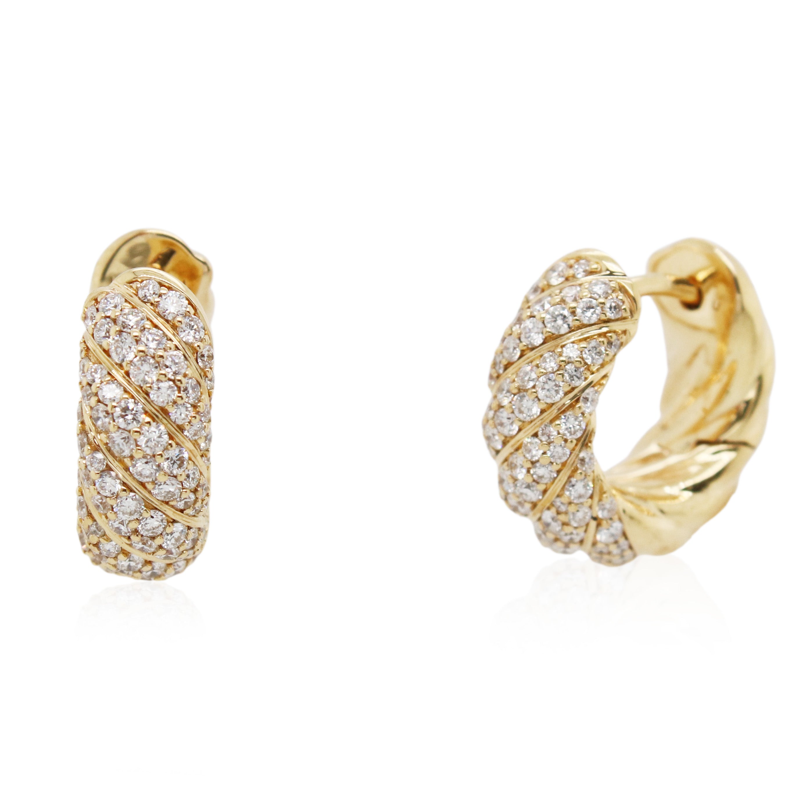 Estate David Yurman Diamond Cable Huggie Hoops
