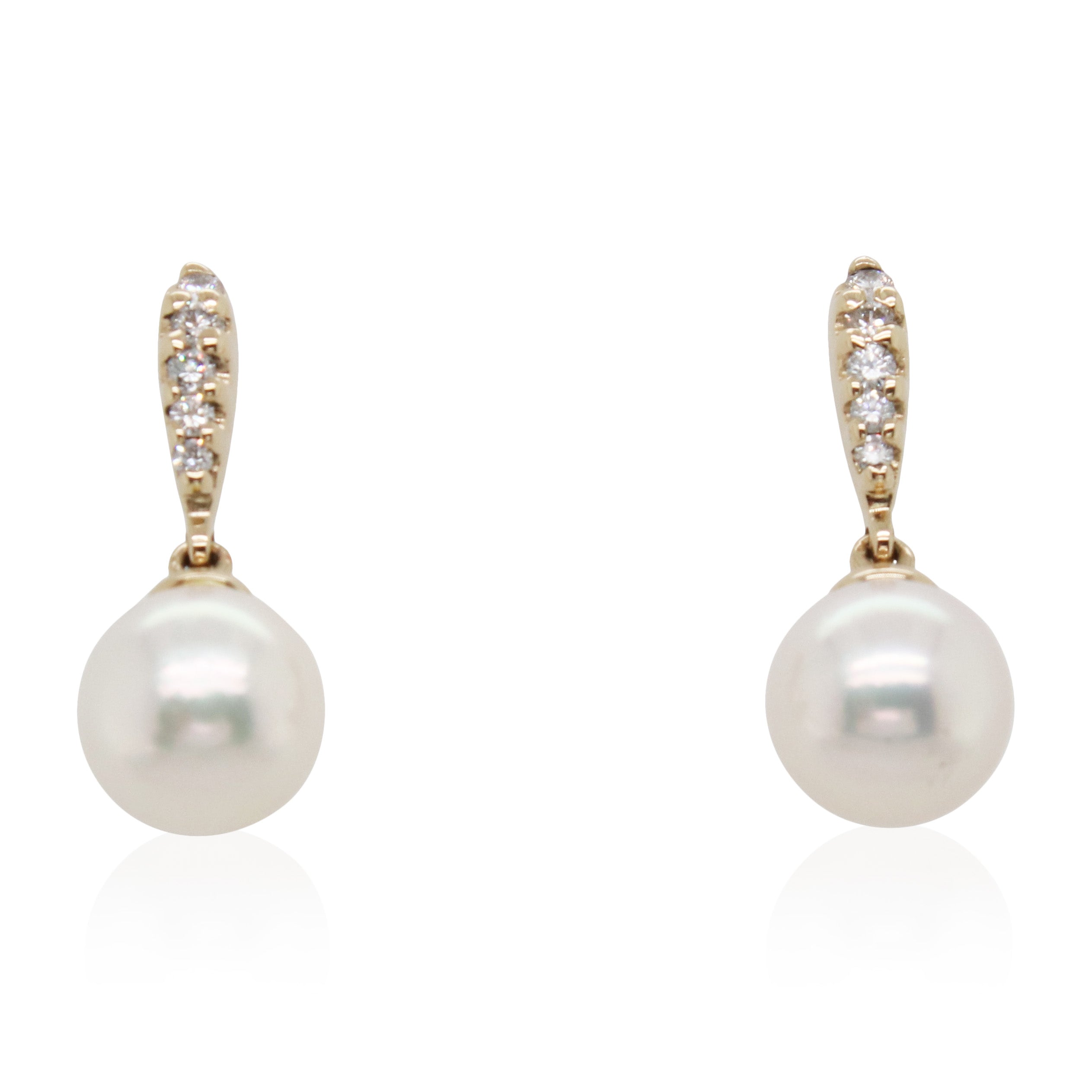 Estate Akoya Pearl and Diamond Drop Earrings