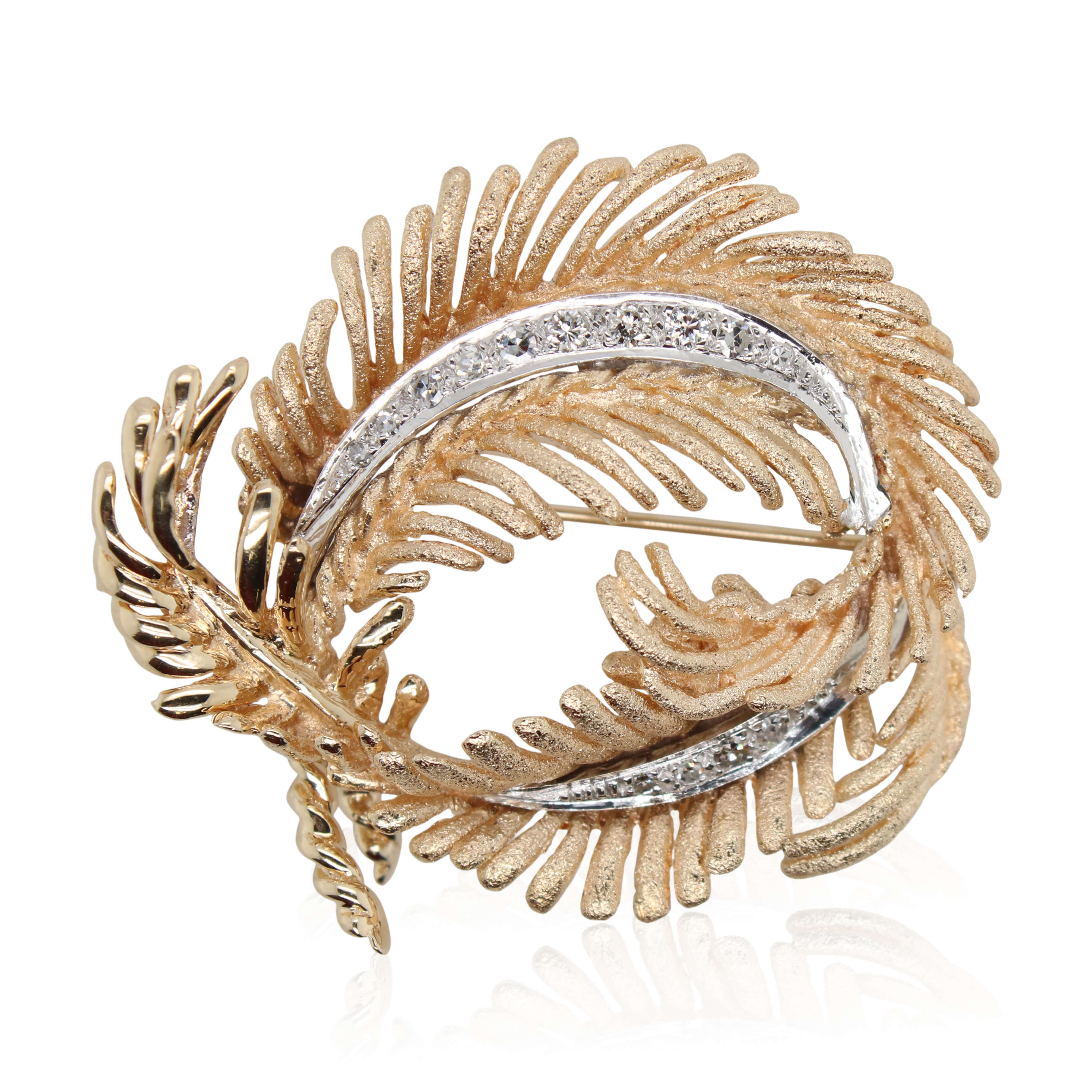 Estate Diamond Feather Brooch