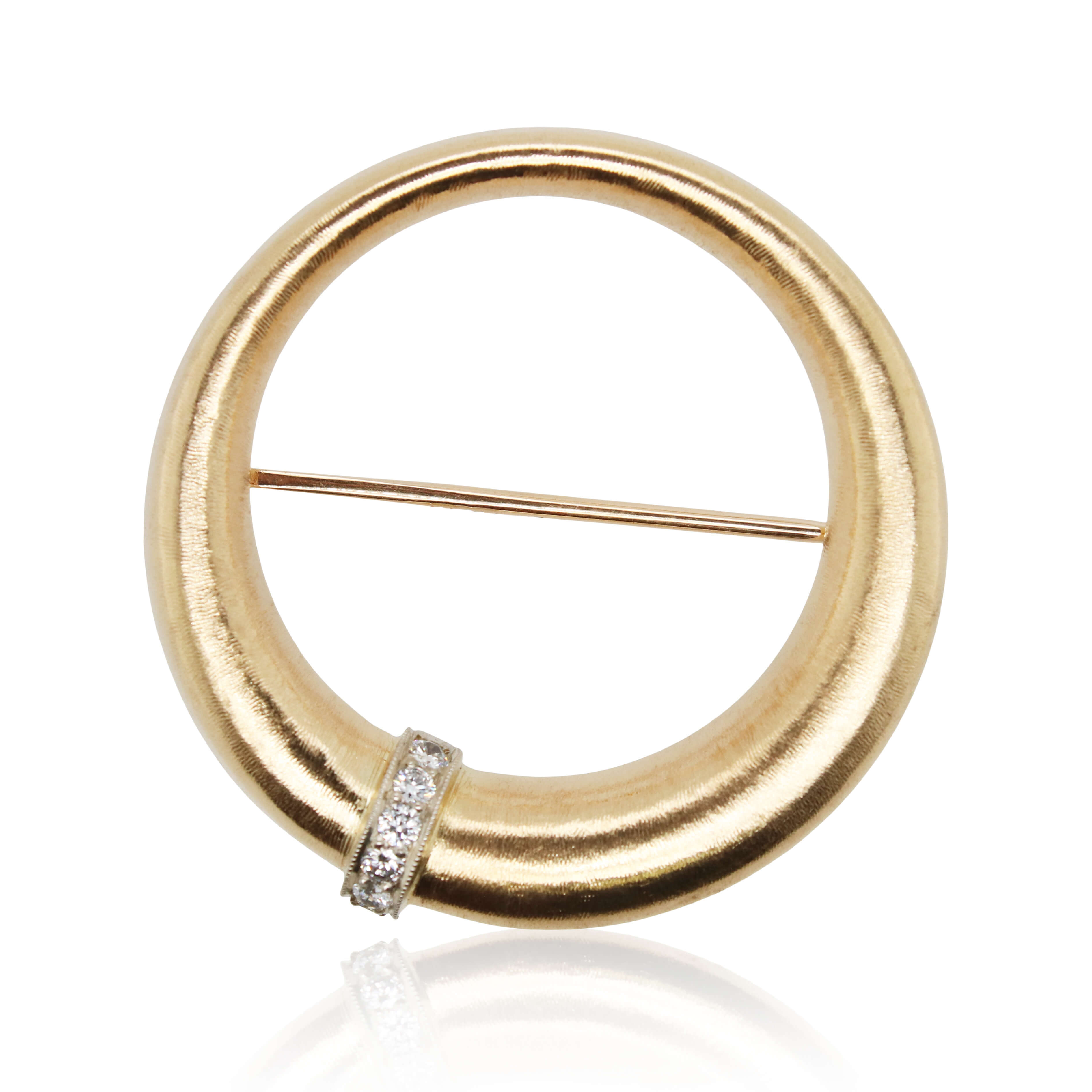 Diamond Accented Circle Brooch