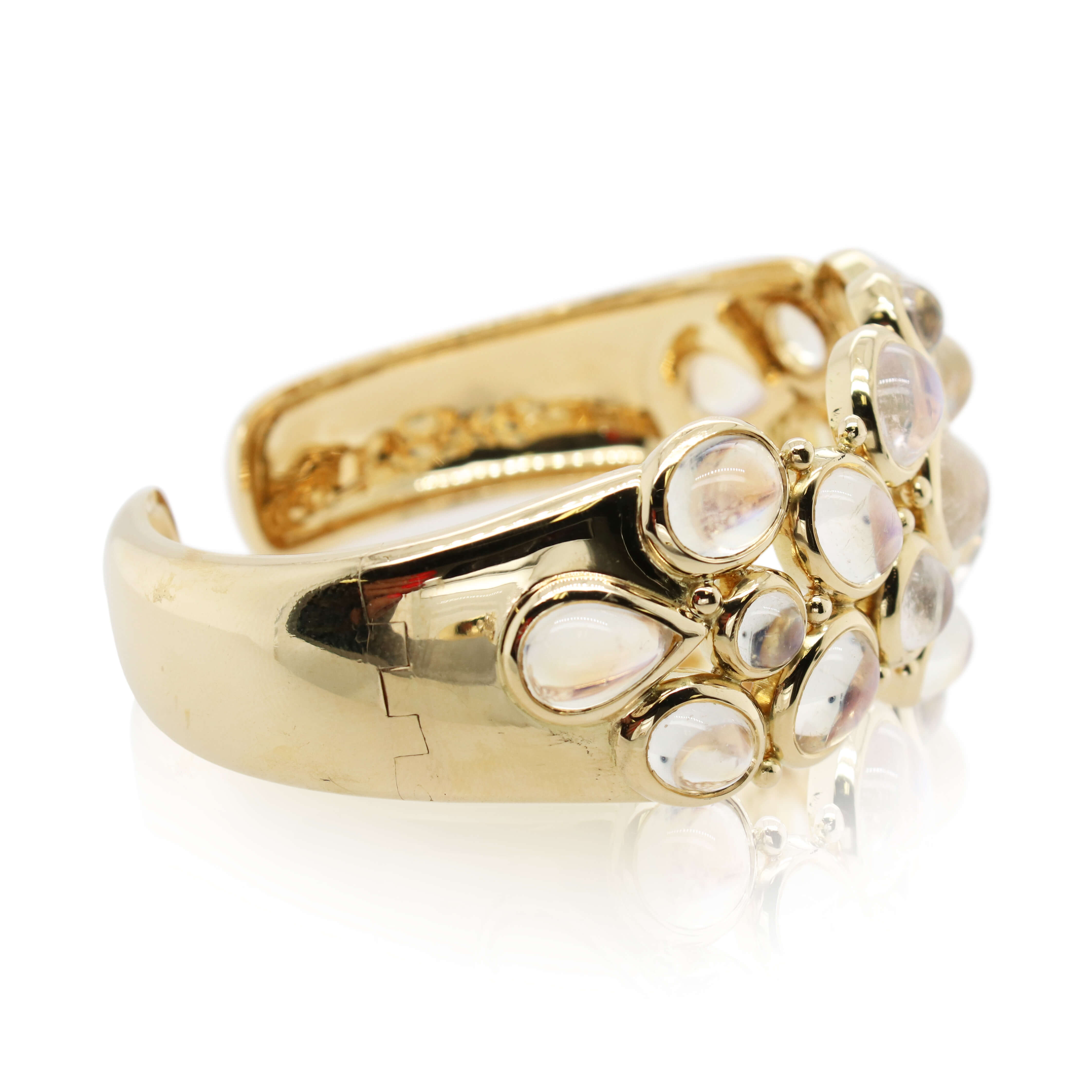 Yellow Gold Moonstone Cuff Bracelet