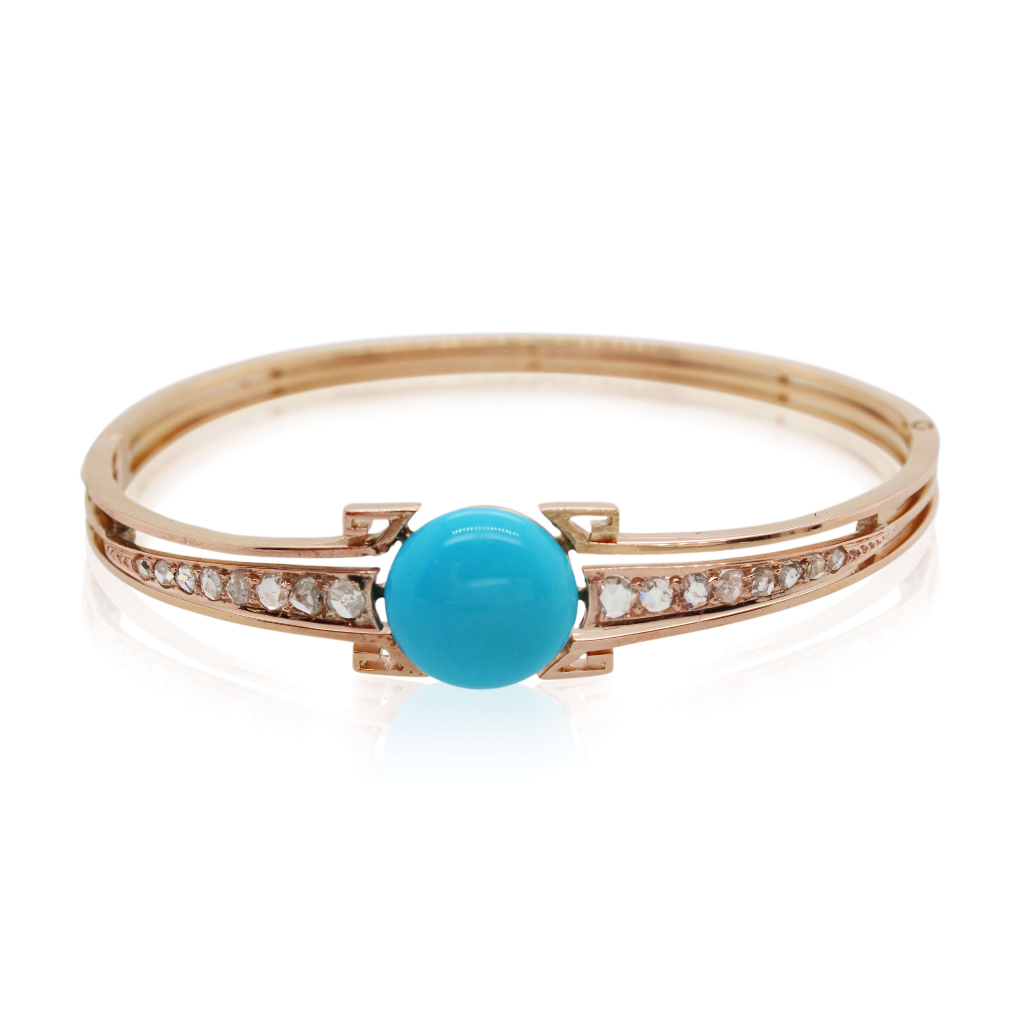 Cabochon Turquoise and Diamond Bangle Bracelet