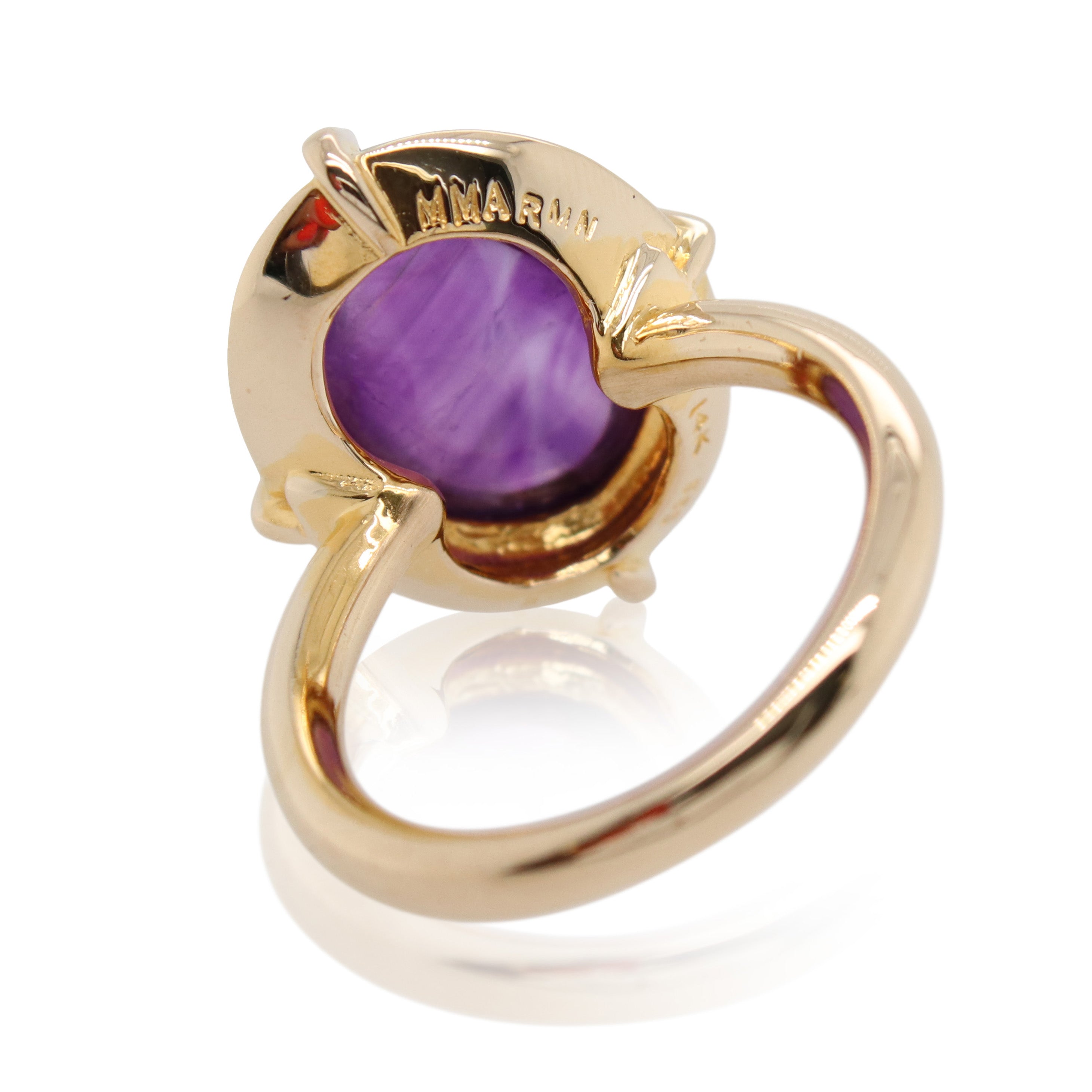 Oval Cabochon Amethyst Solitaire Ring