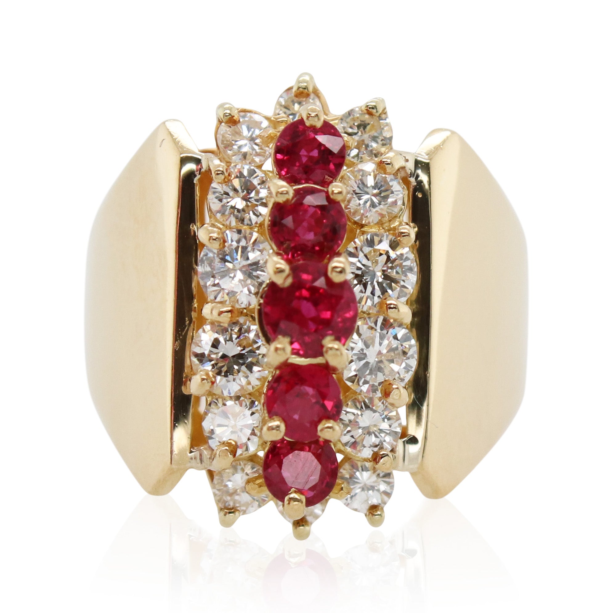 Estate Ruby and Diamond Cluster Ring