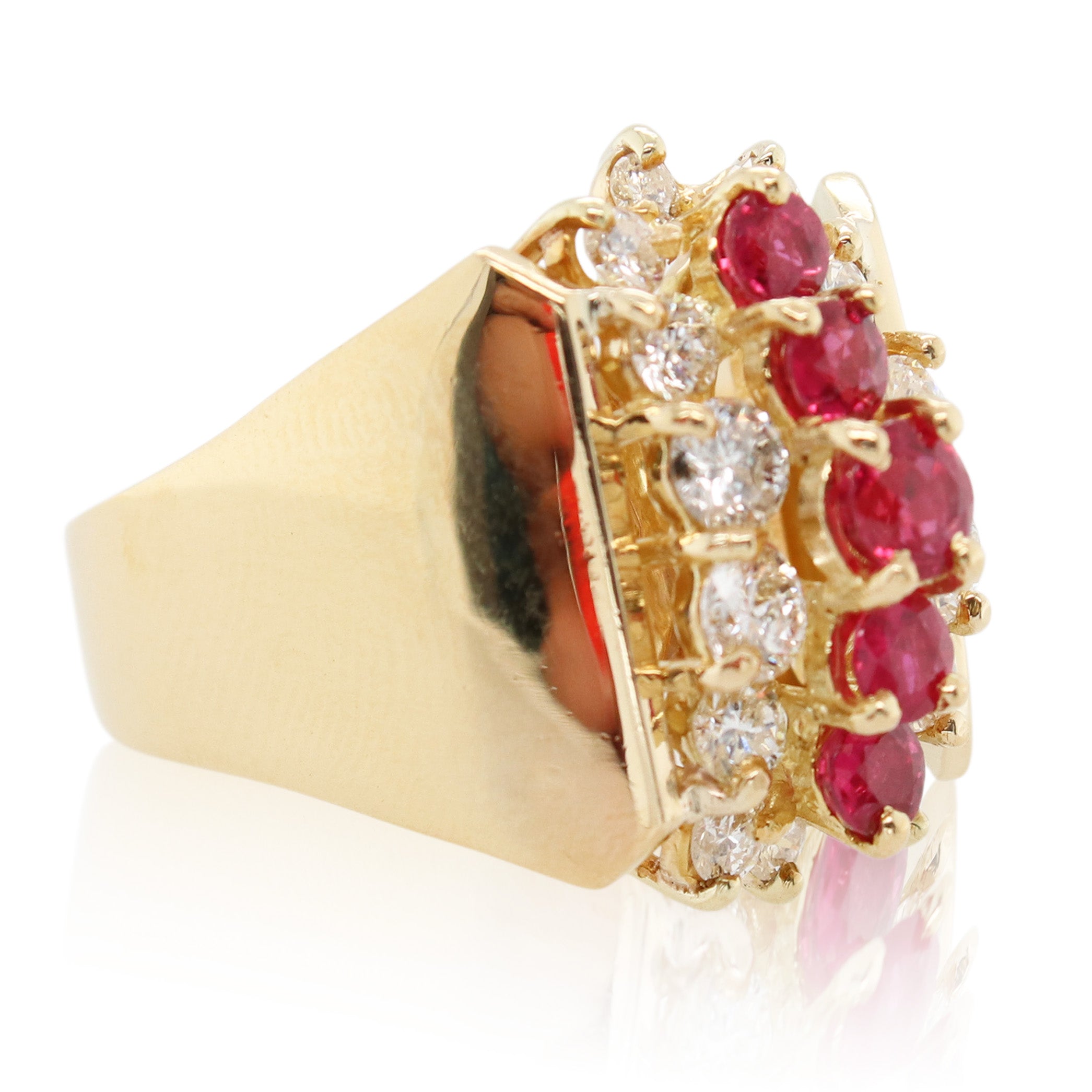 Estate Ruby and Diamond Cluster Ring