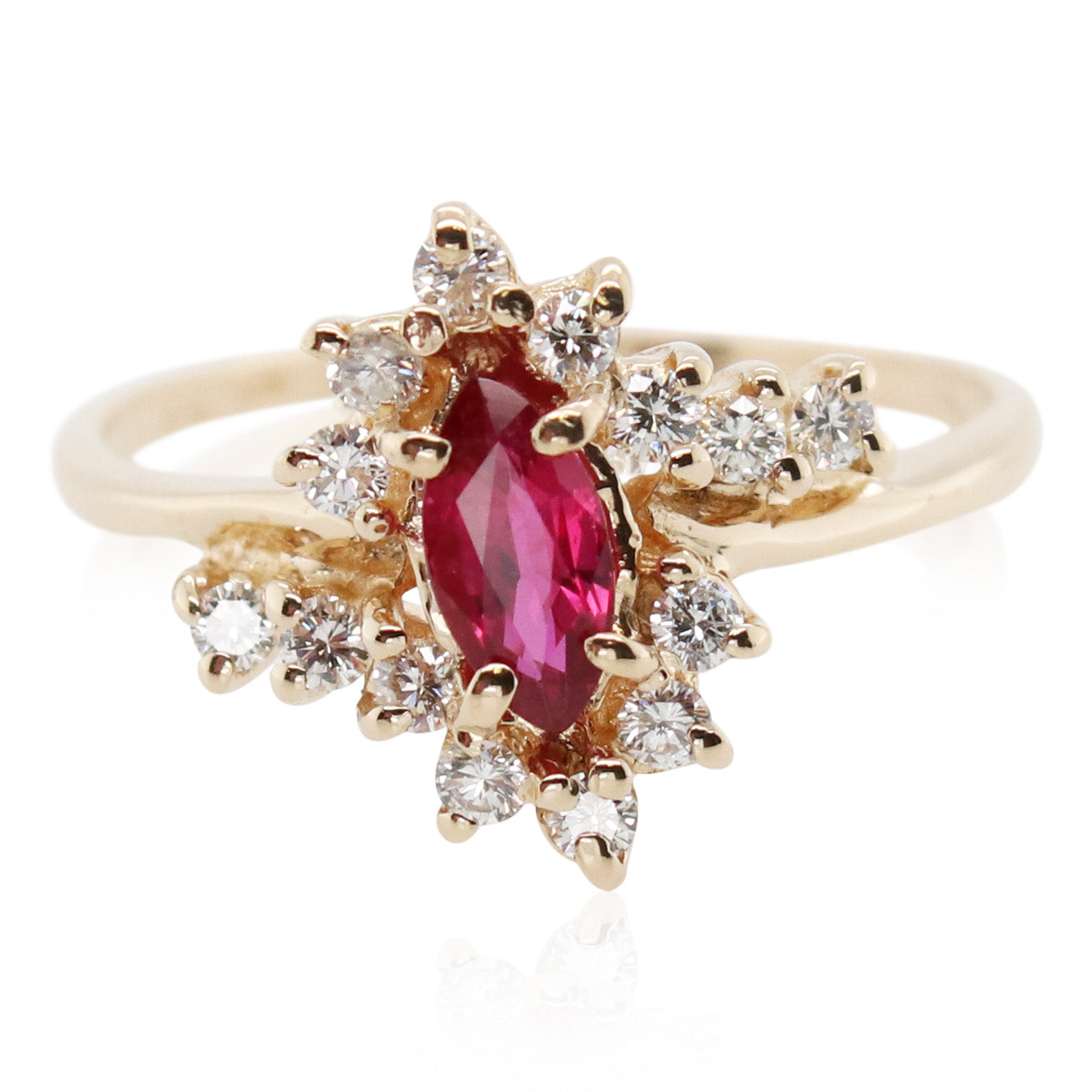 Estate Ruby and Diamond Bypass Ring