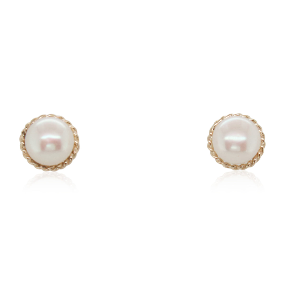 Estate Freshwater Pearl Button Stud Earrings