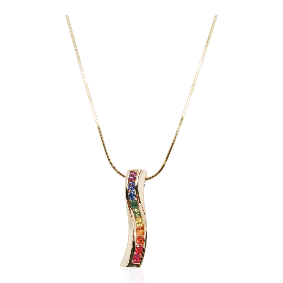 Estate Bar Set Rainbow Sapphire Pendant