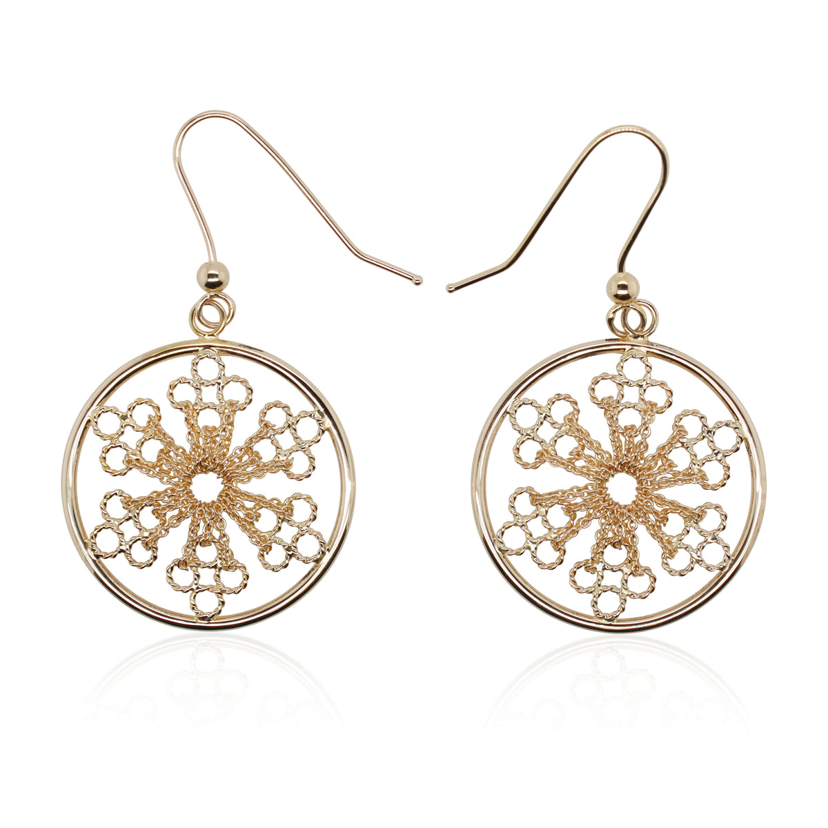 Estate Large Sunburst Disc Drop Earrings