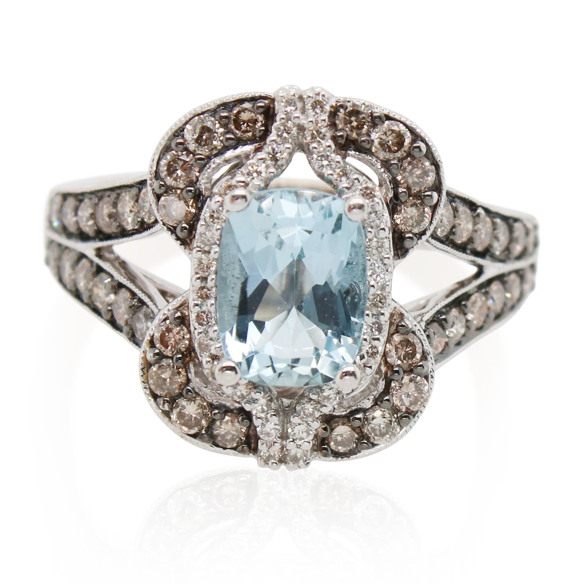 Estate Levian Aquamarine and Chocolate Diamond Ring