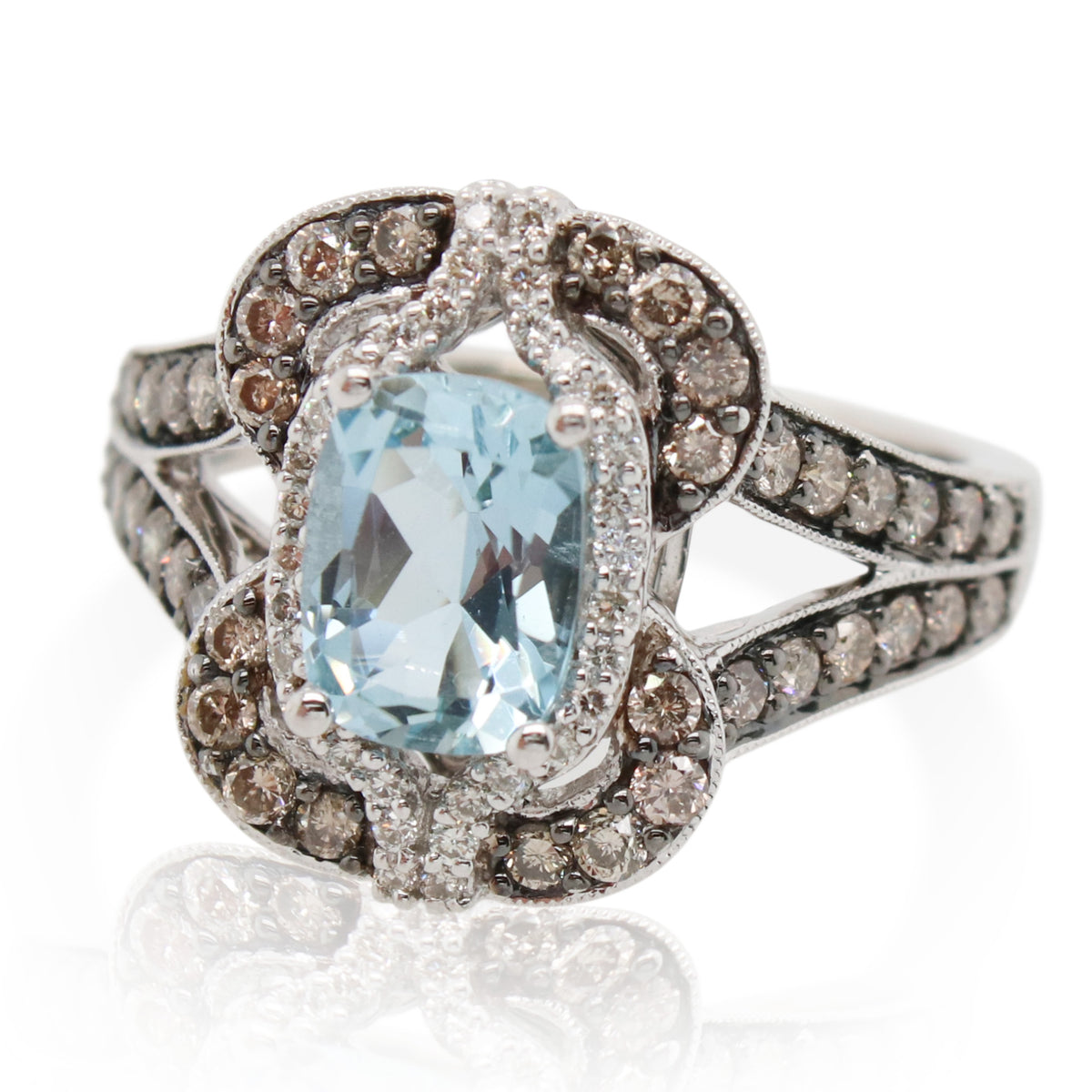 Estate Levian Aquamarine and Chocolate Diamond Ring