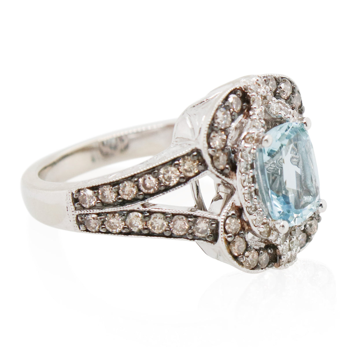 Estate Levian Aquamarine and Chocolate Diamond Ring