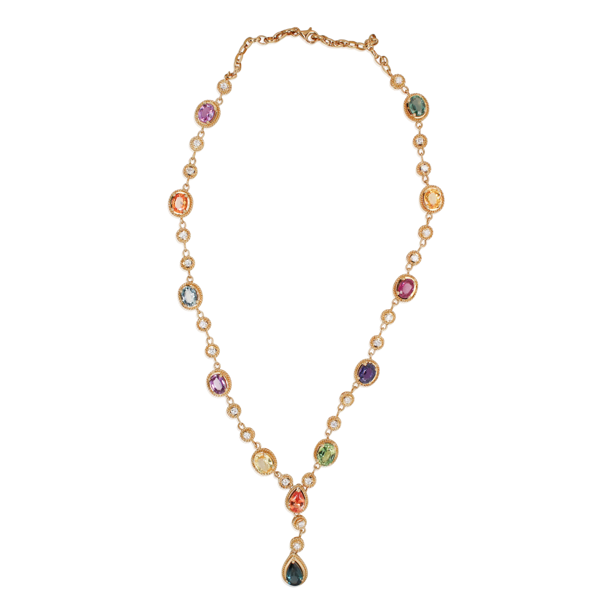 Estate Multi-Shape Fancy Colored Sapphire Necklace