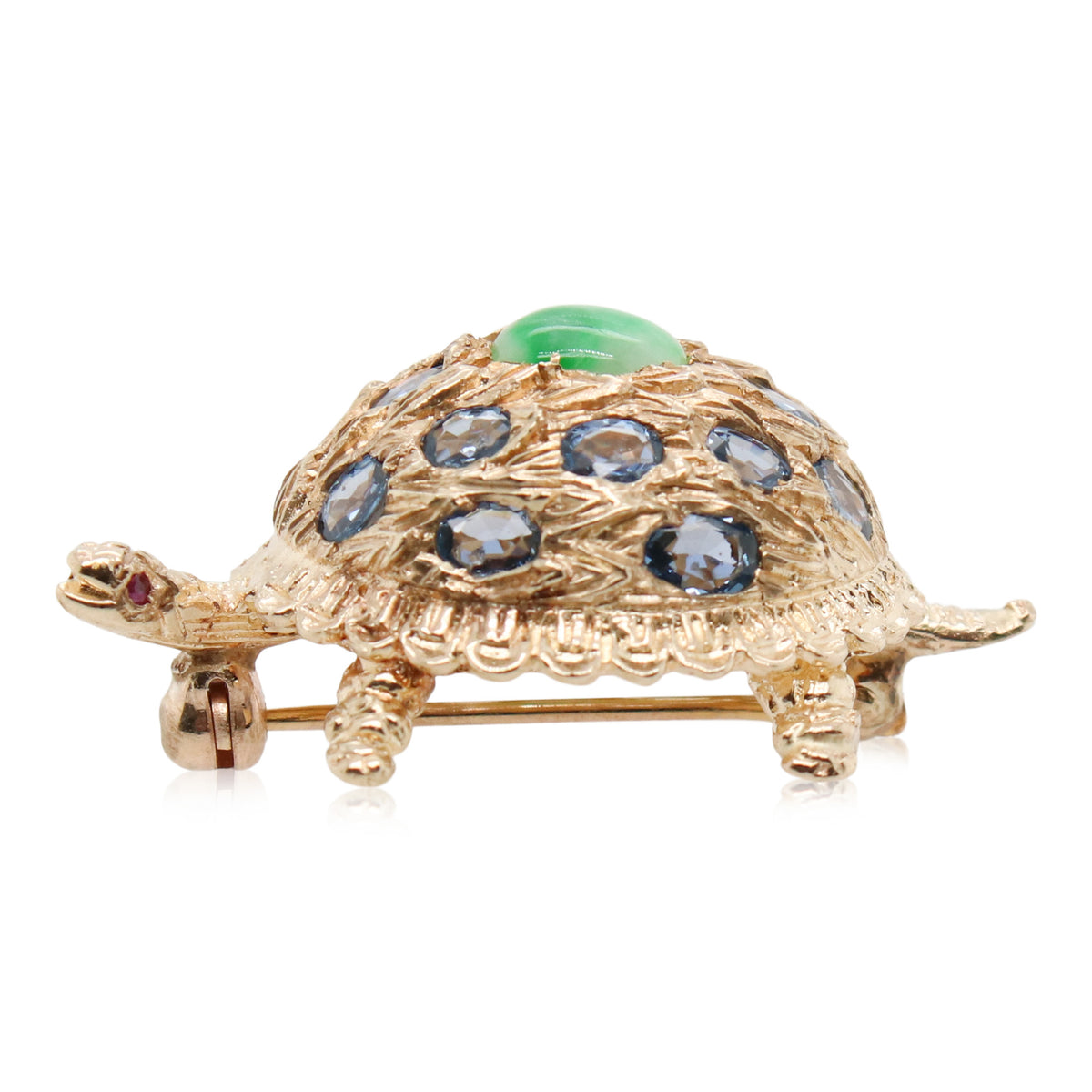Sapphire and Jade Turtle Brooch