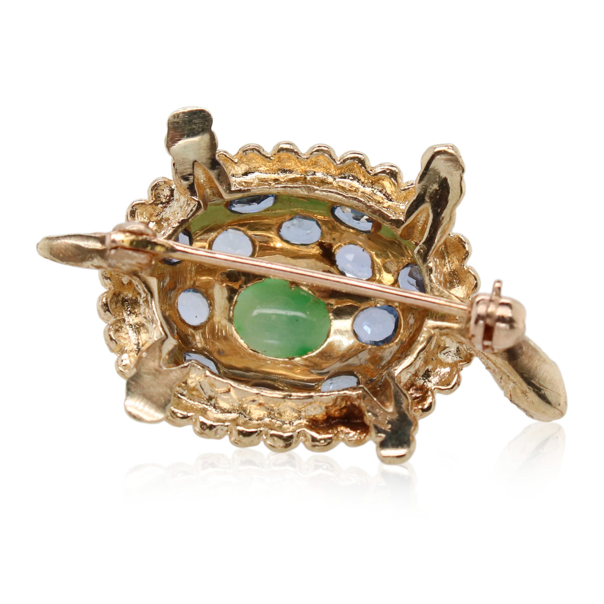 Sapphire and Jade Turtle Brooch