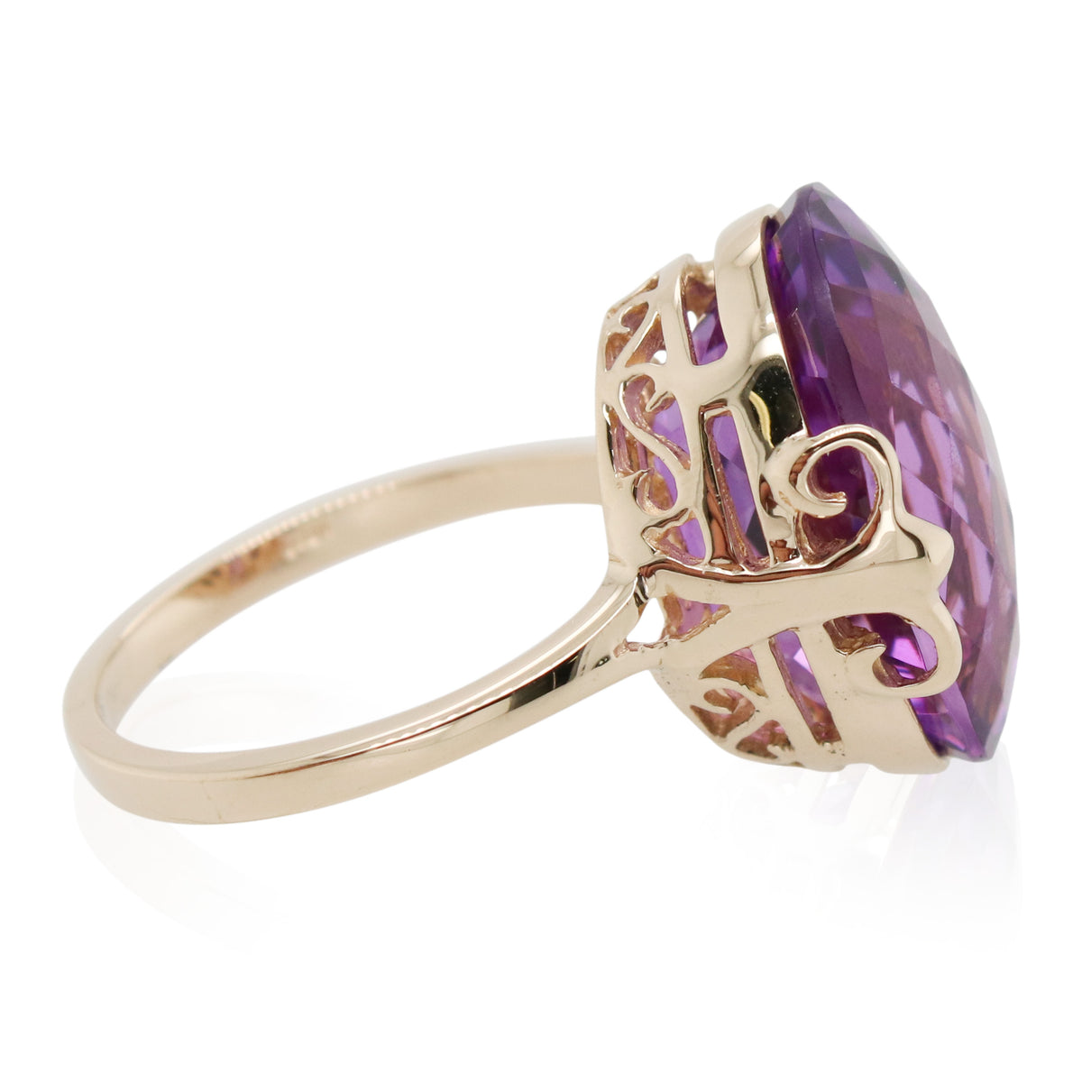 Estate Oval Amethyst Filigree Ring